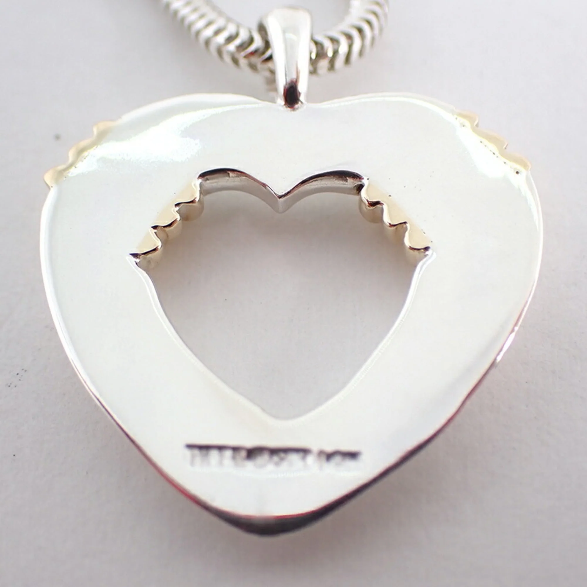 Heart Pendant Necklace 18K Rose Gold and Sterling Silver - Image 8