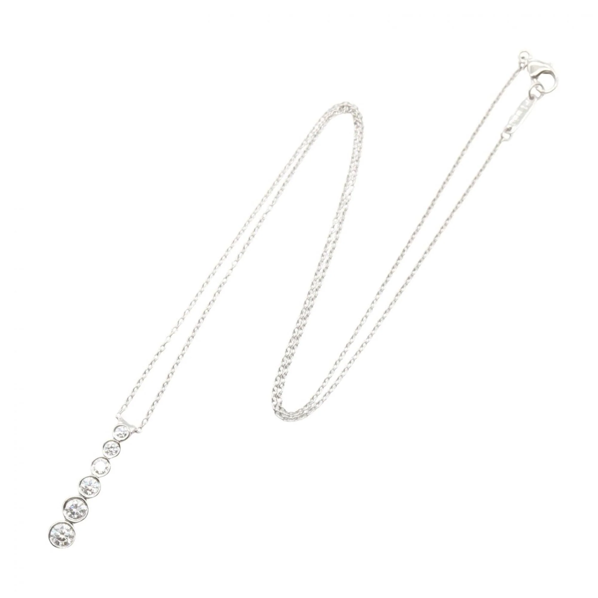 Jazz Graduated Drop Pendant Necklace Platinum and Diamond - Image 2