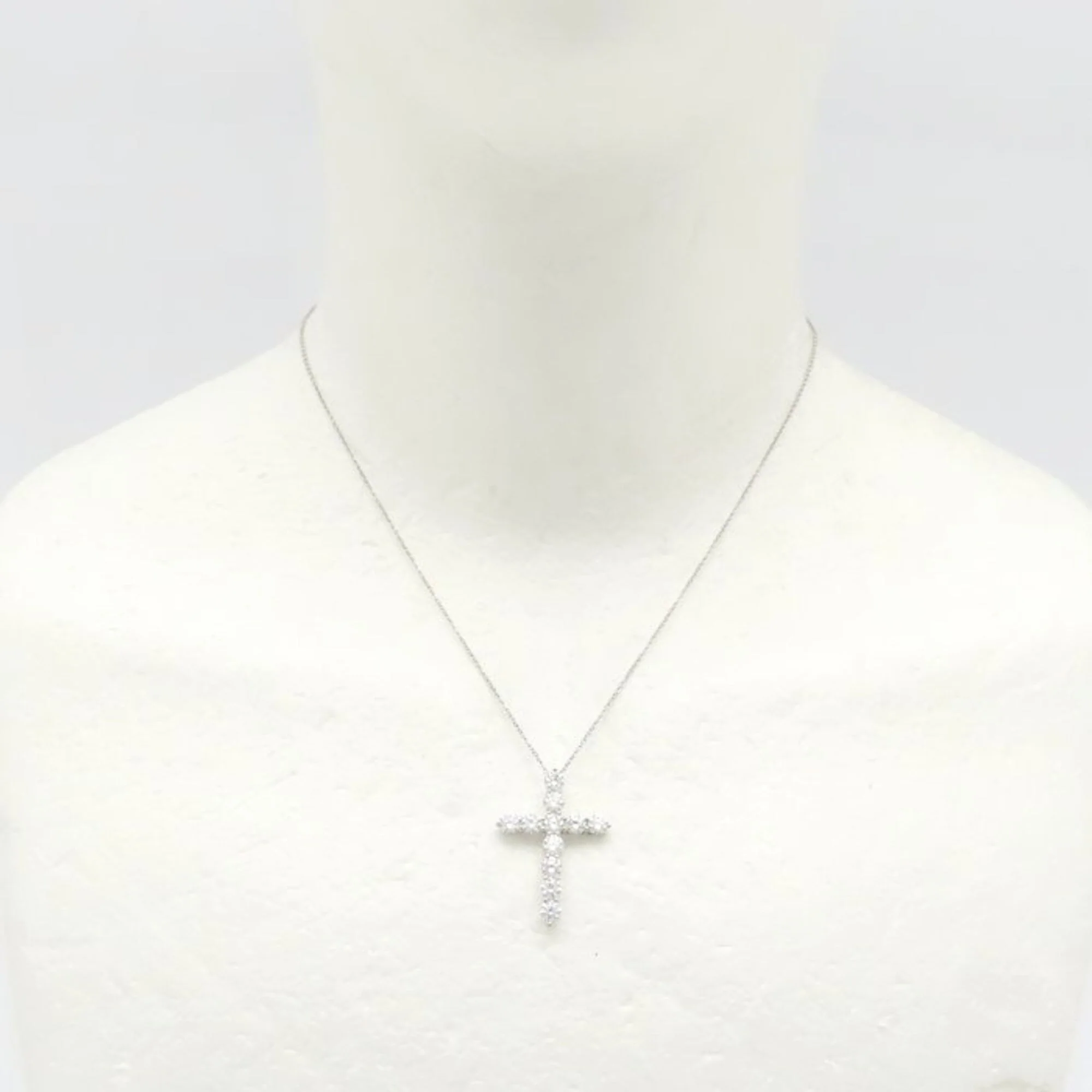 Large Cross Pendant Necklace Platinum With Diamonds - Image 3