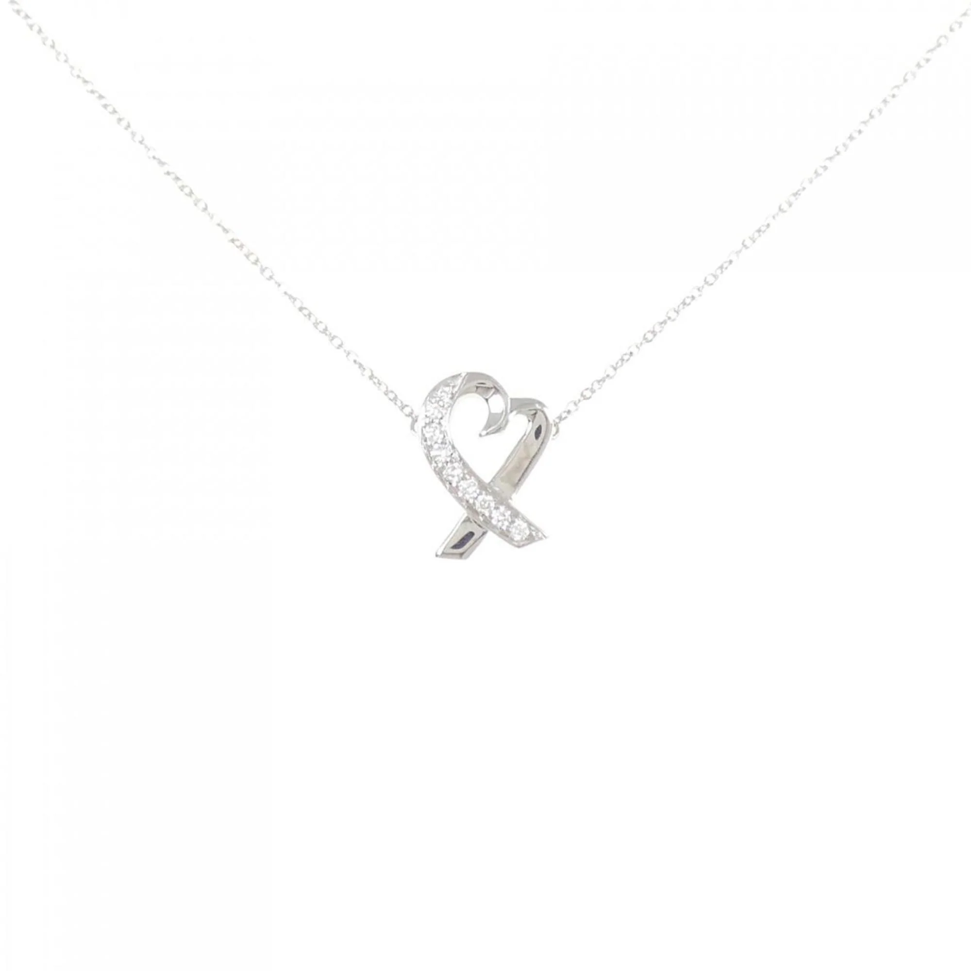 Loving Heart Pendant Necklace 18K White Gold with Diamond