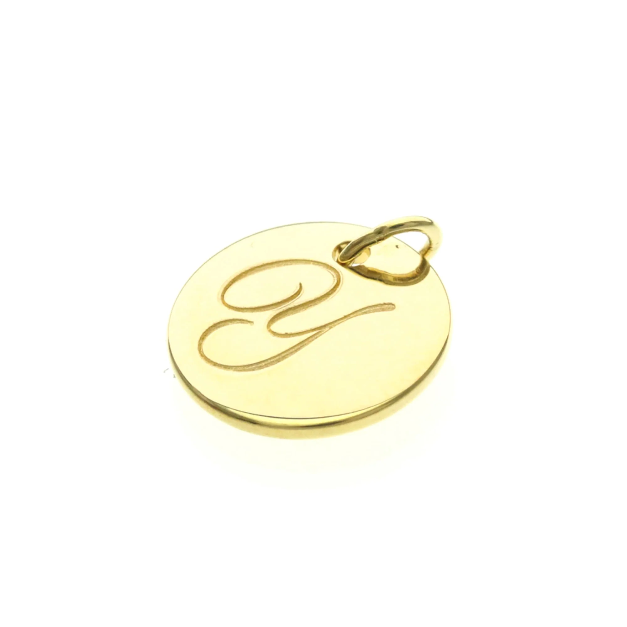 Notes Letter Disc Pendant Necklace 18K Rose Gold