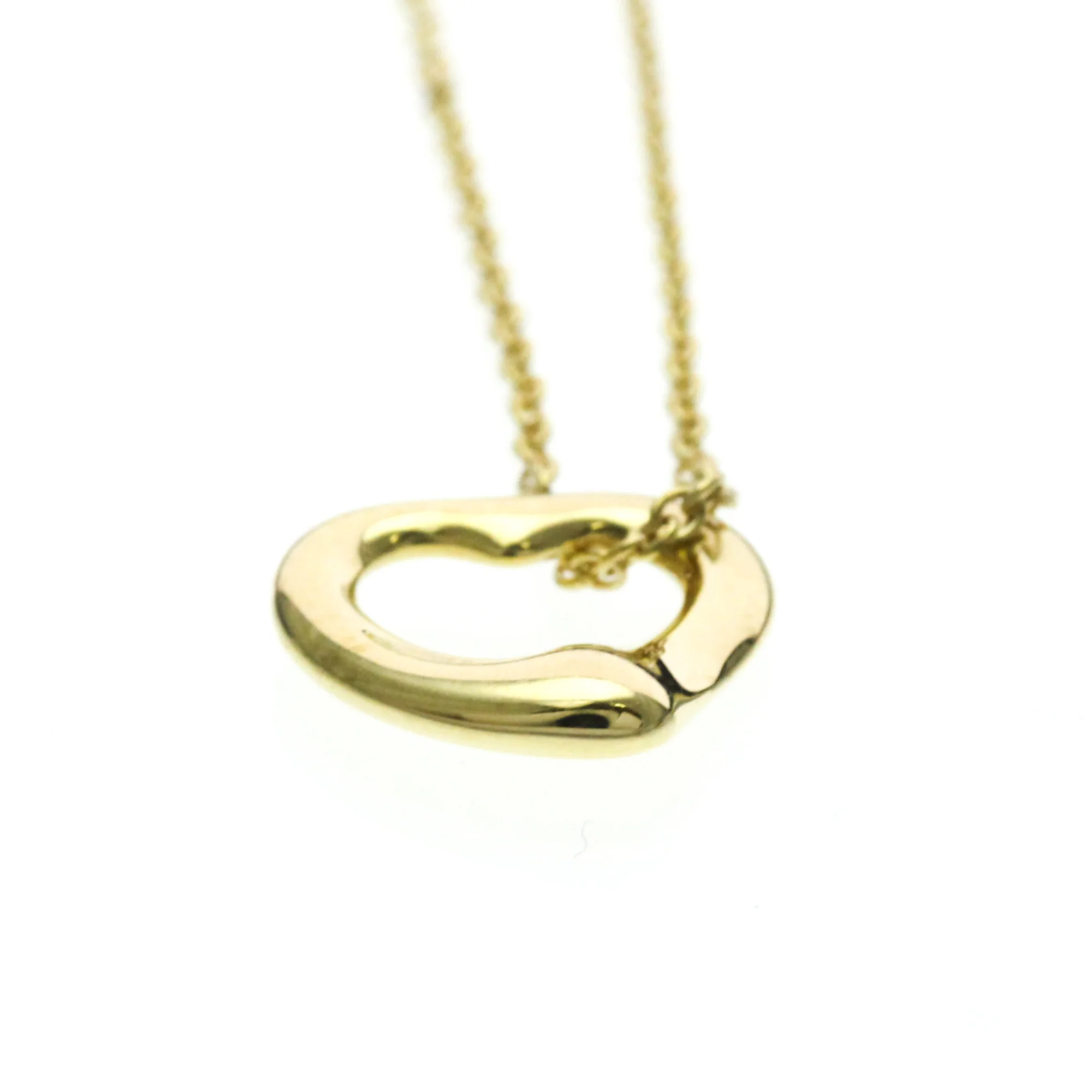 Open Heart Pendant Necklace 18K Yellow Gold 10mm - Image 4