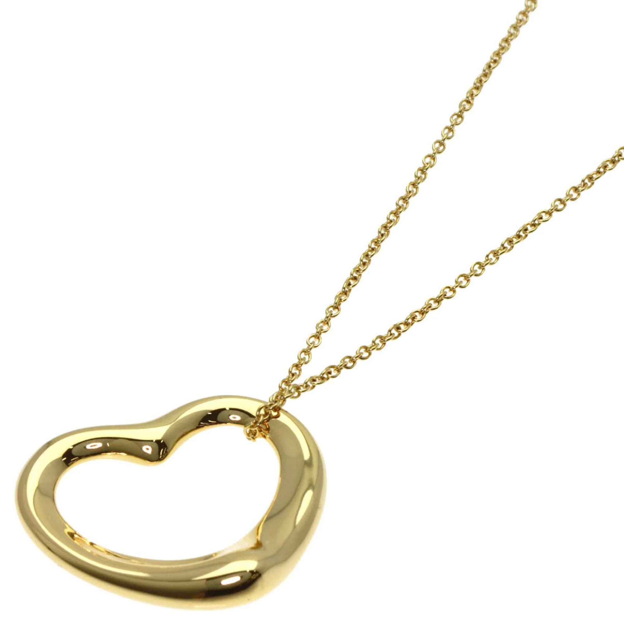 Open Heart Pendant Necklace 18K Yellow Gold