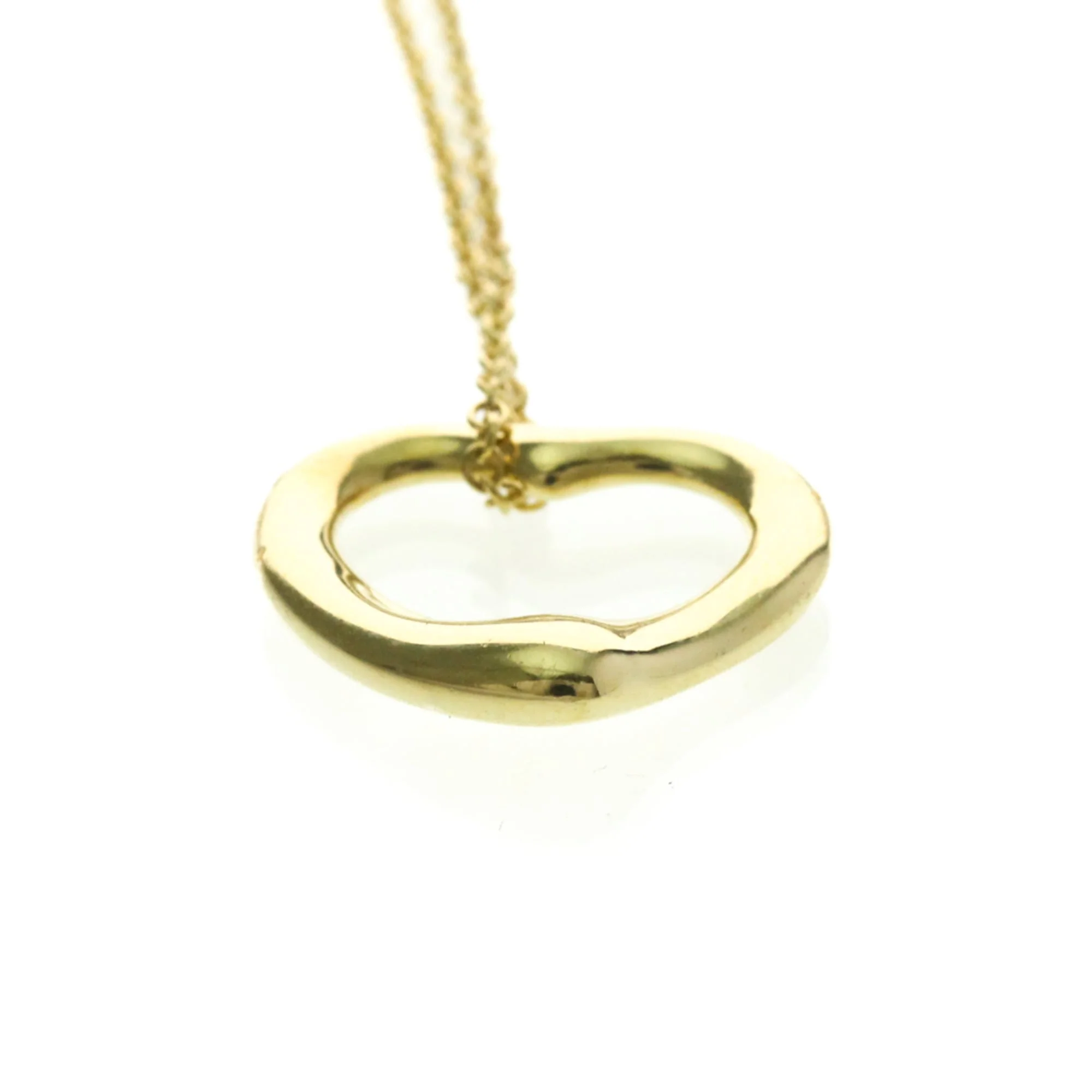 Open Heart Pendant Necklace 18K Yellow Gold 15.2mm - Image 5