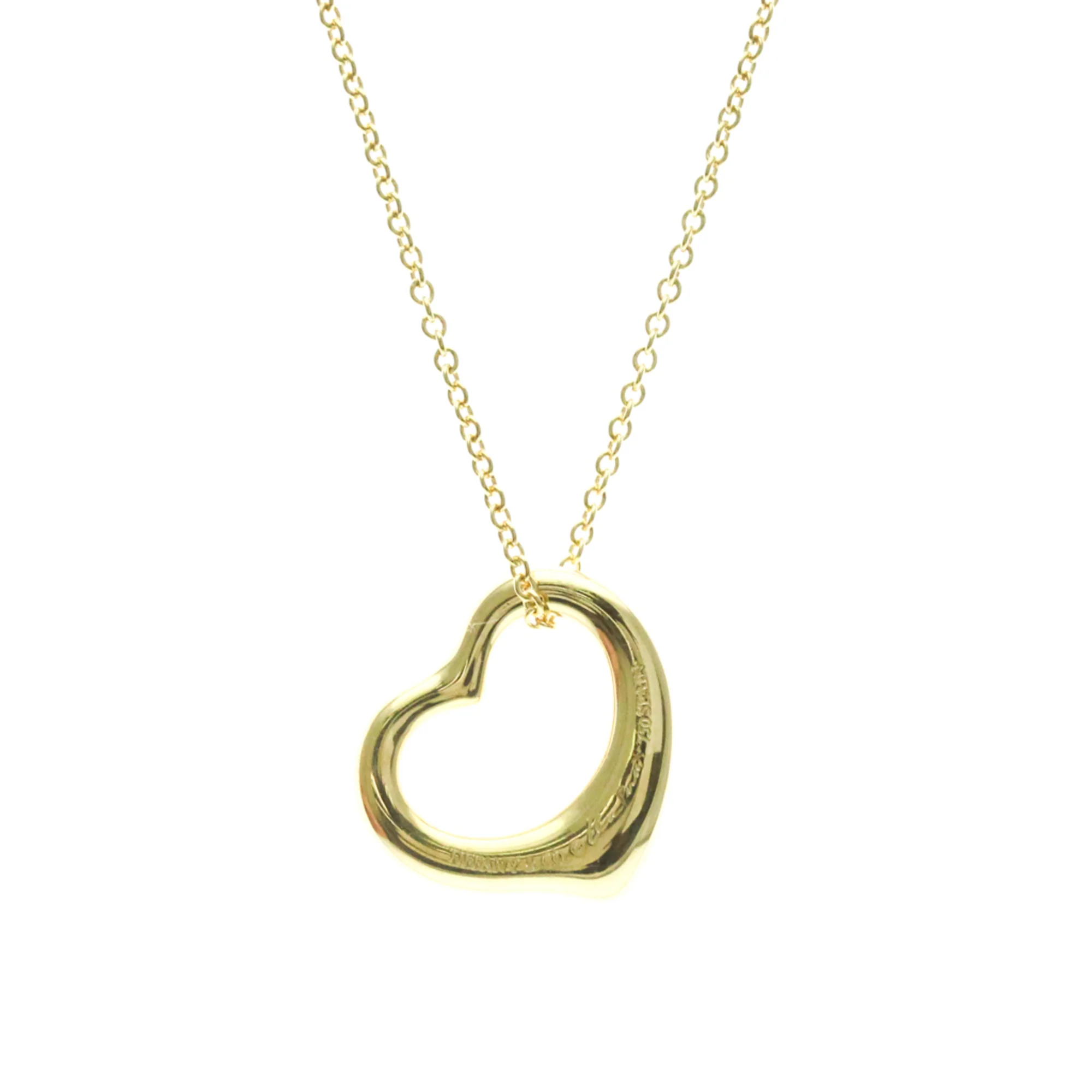 Open Heart Pendant Necklace 18K Yellow Gold 15.5mm - Image 2
