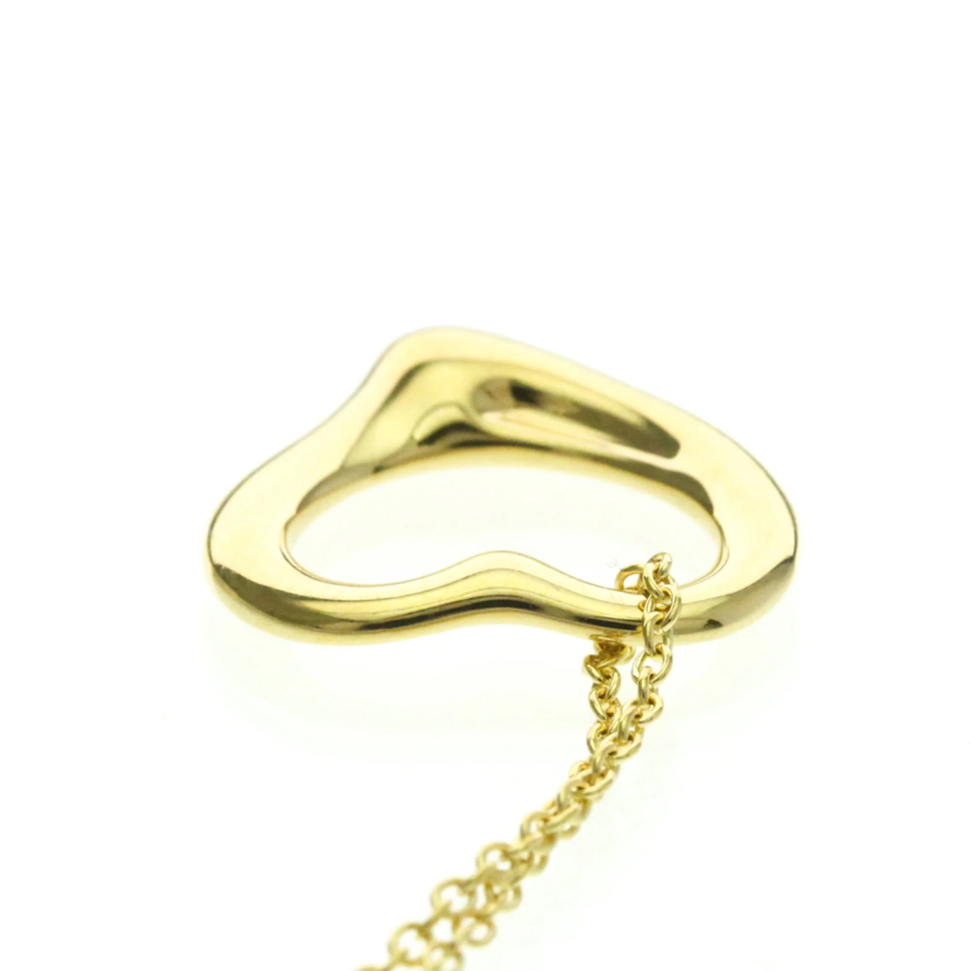 Open Heart Pendant Necklace 18K Yellow Gold 16mm - Image 6