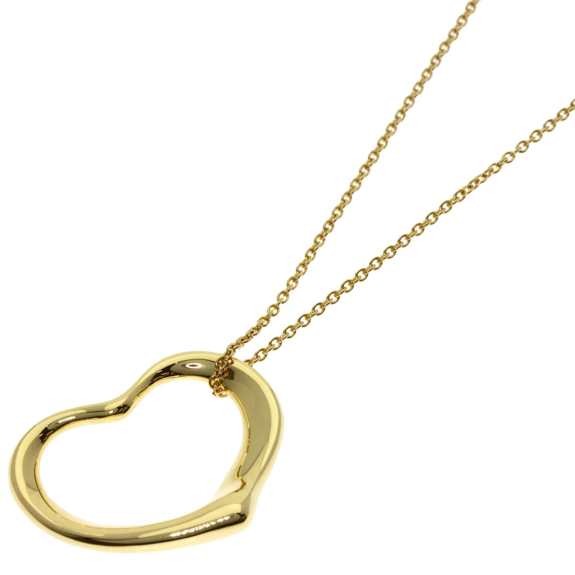 Open Heart Pendant Necklace 18K Yellow Gold 17.7mm