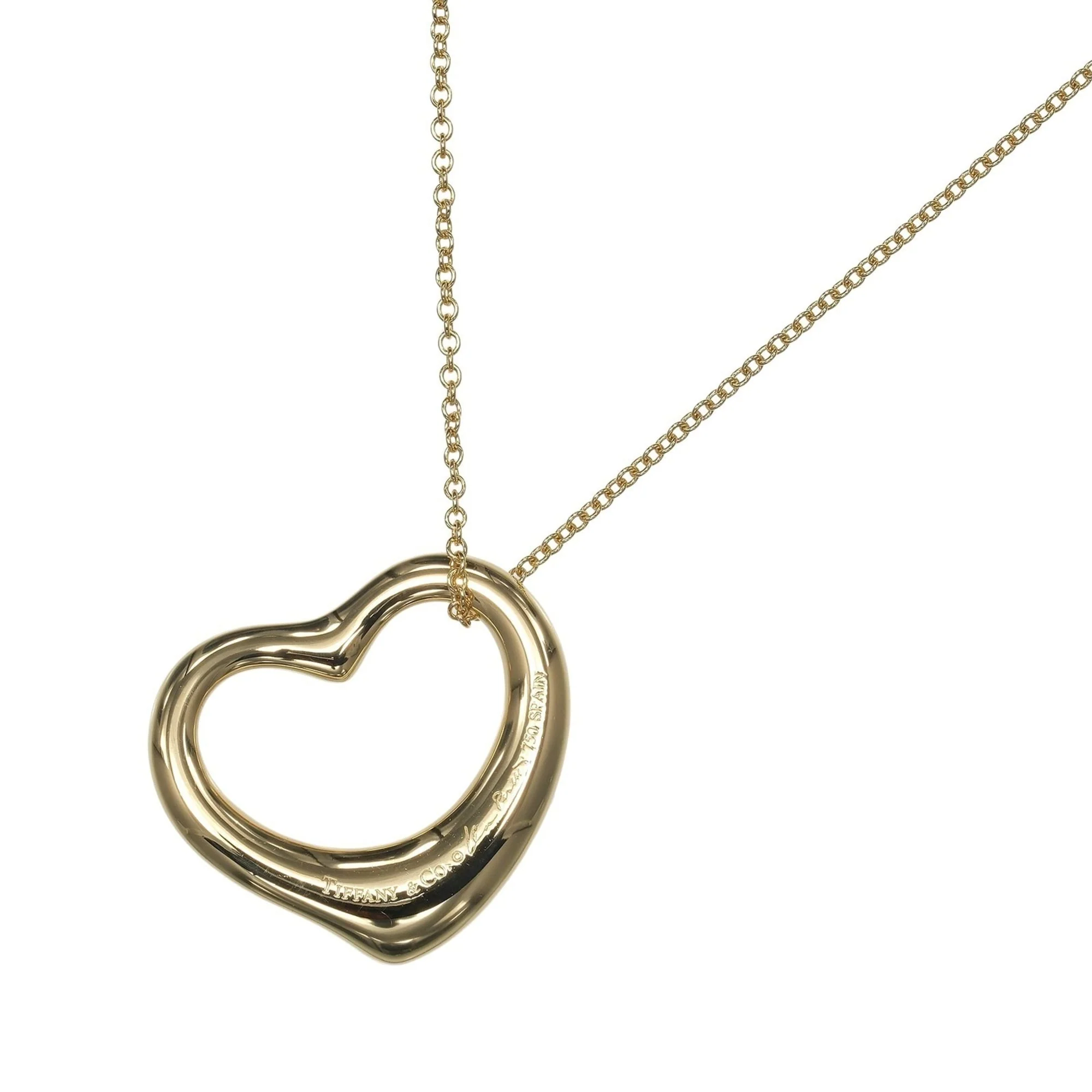 Open Heart Pendant Necklace 18K Yellow Gold 19.2mm - Image 3