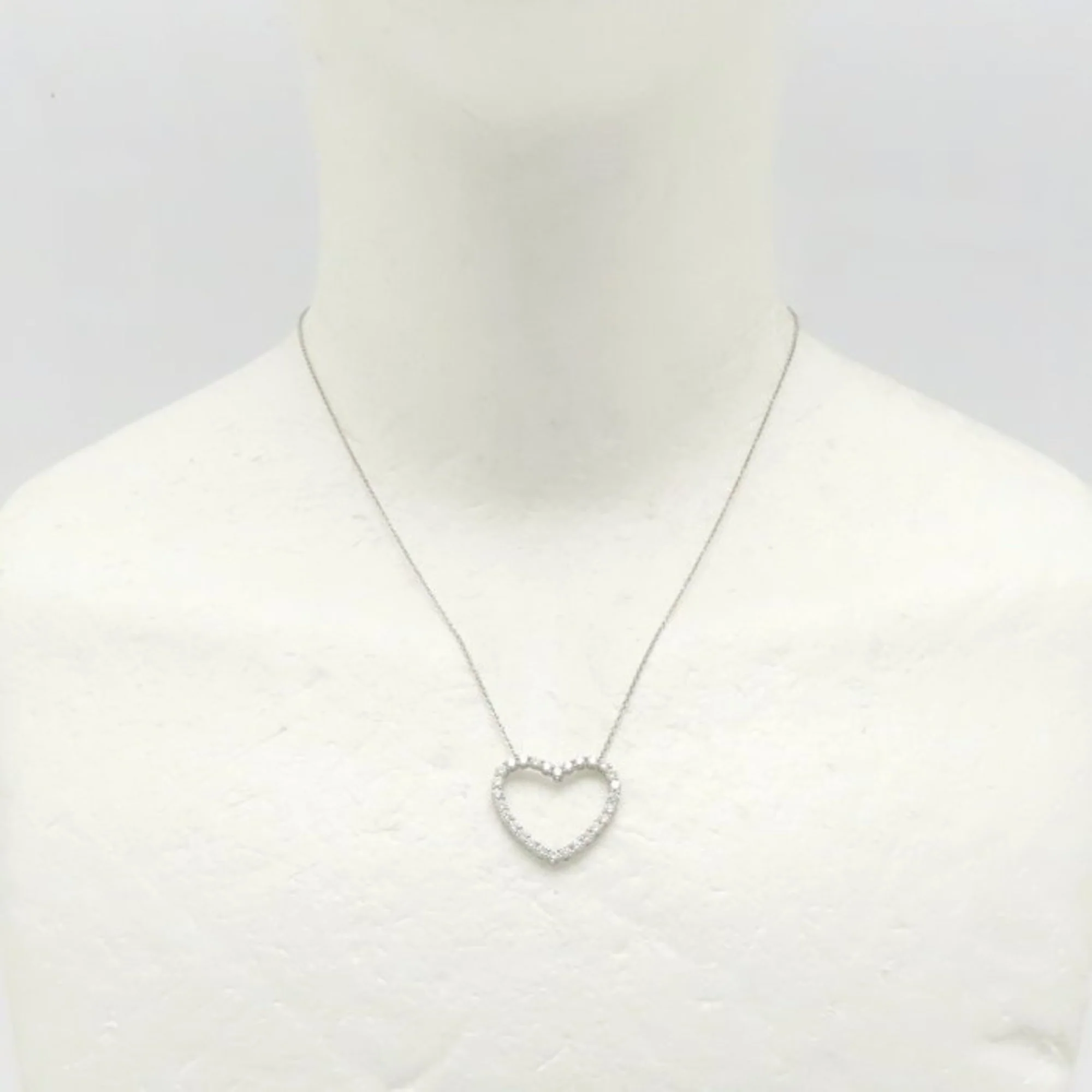 Open Heart Pendant Necklace Platinum 19.2mm - Image 3