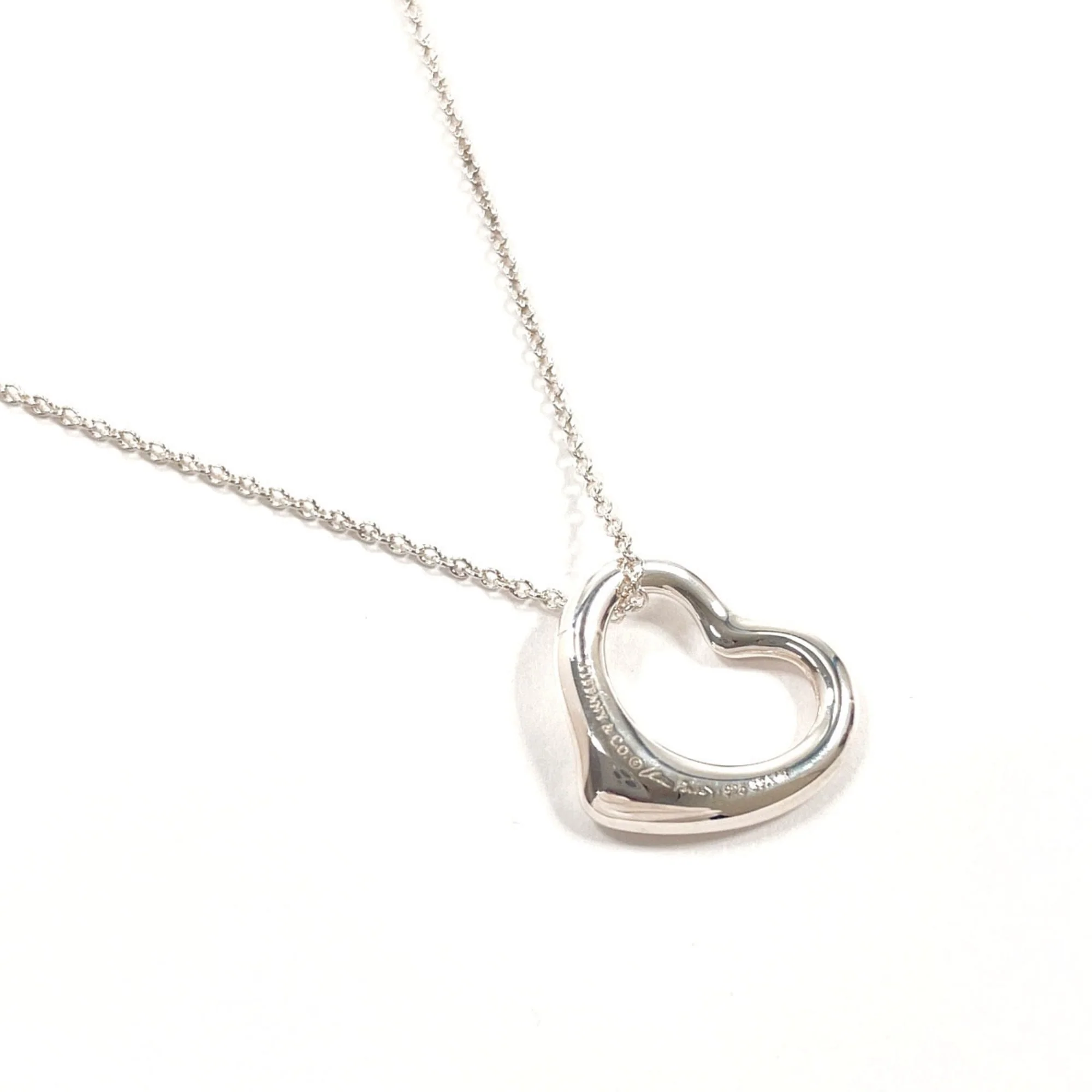 Open Heart Pendant Necklace Sterling Silver 14mm - Image 2
