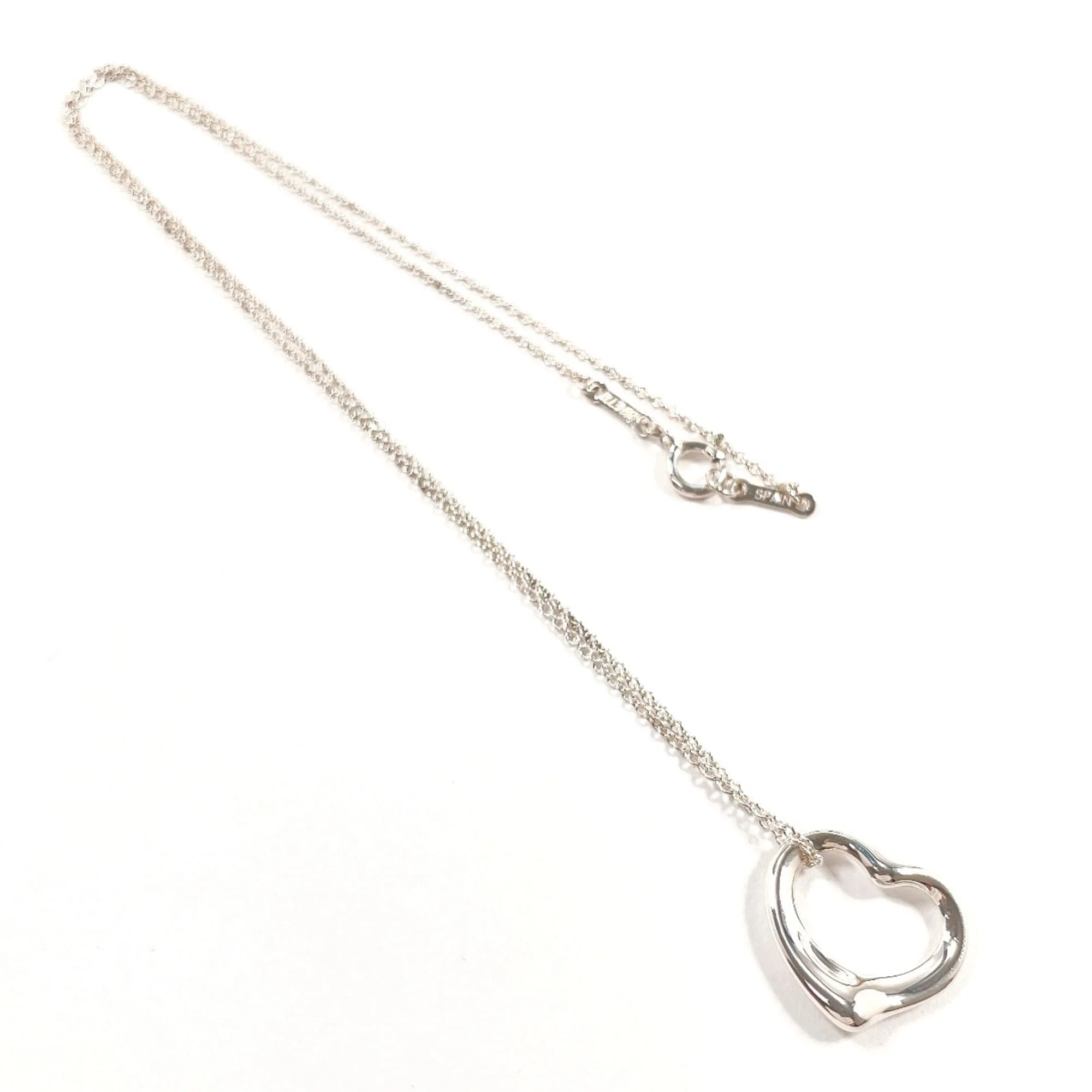 Open Heart Pendant Necklace Sterling Silver 14mm - Image 3