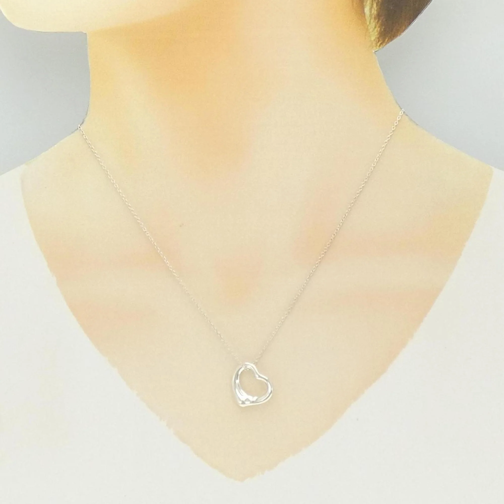 Open Heart Pendant Necklace Sterling Silver 15.5mm - Image 6