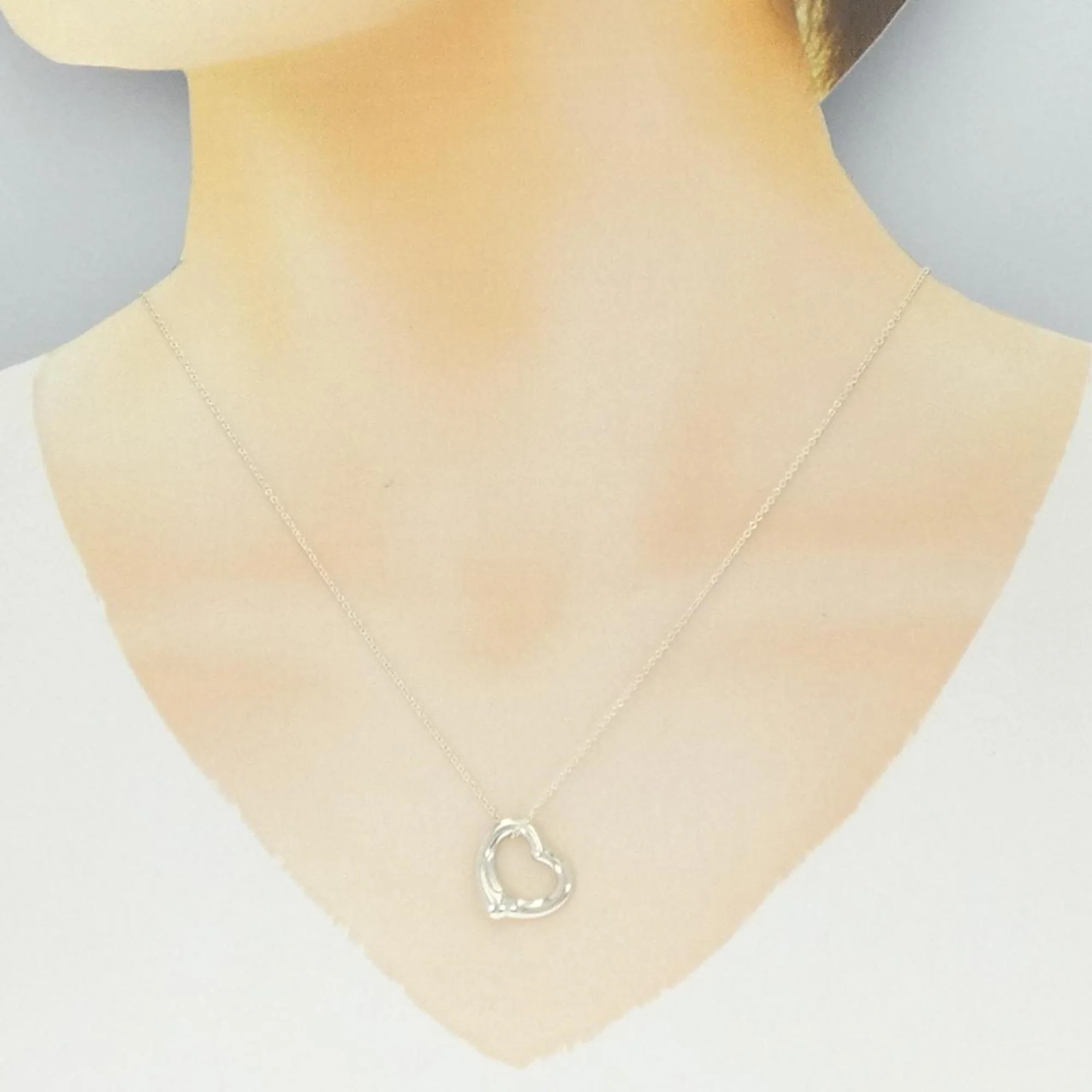 Open Heart Pendant Necklace Sterling Silver 15.7mm - Image 6