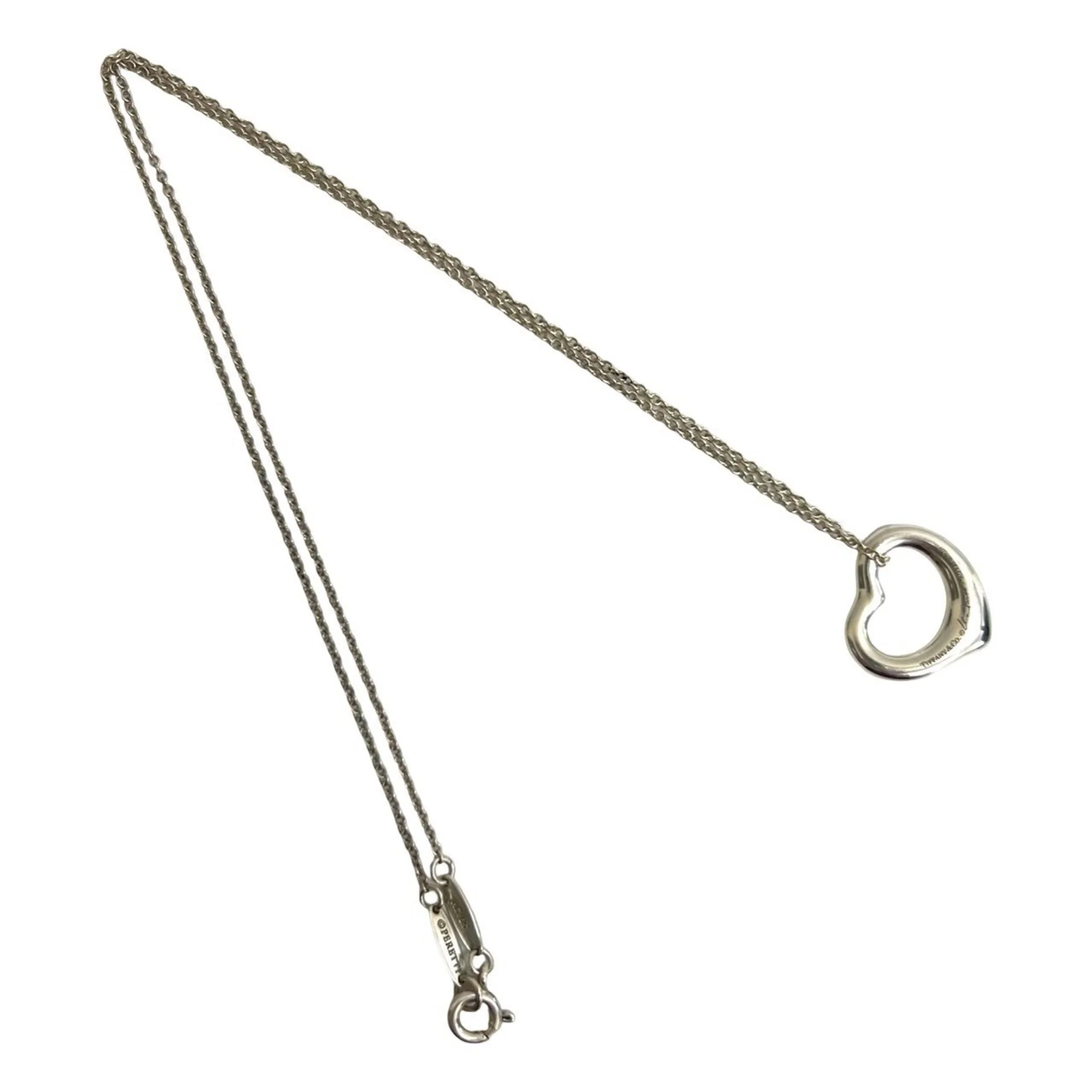 Open Heart Pendant Necklace Sterling Silver 15mm