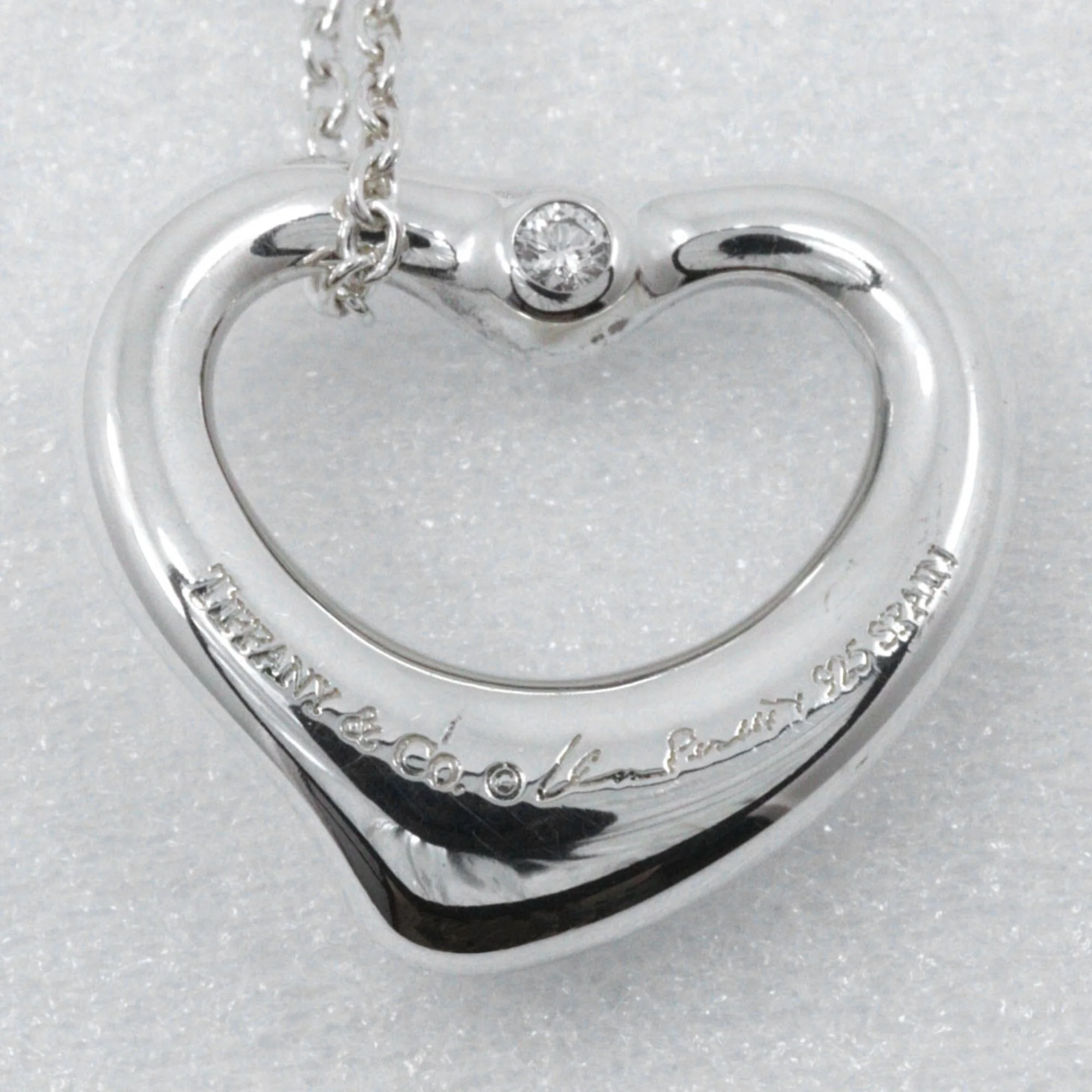 Open Heart Pendant Necklace Sterling Silver 15mm - Image 3