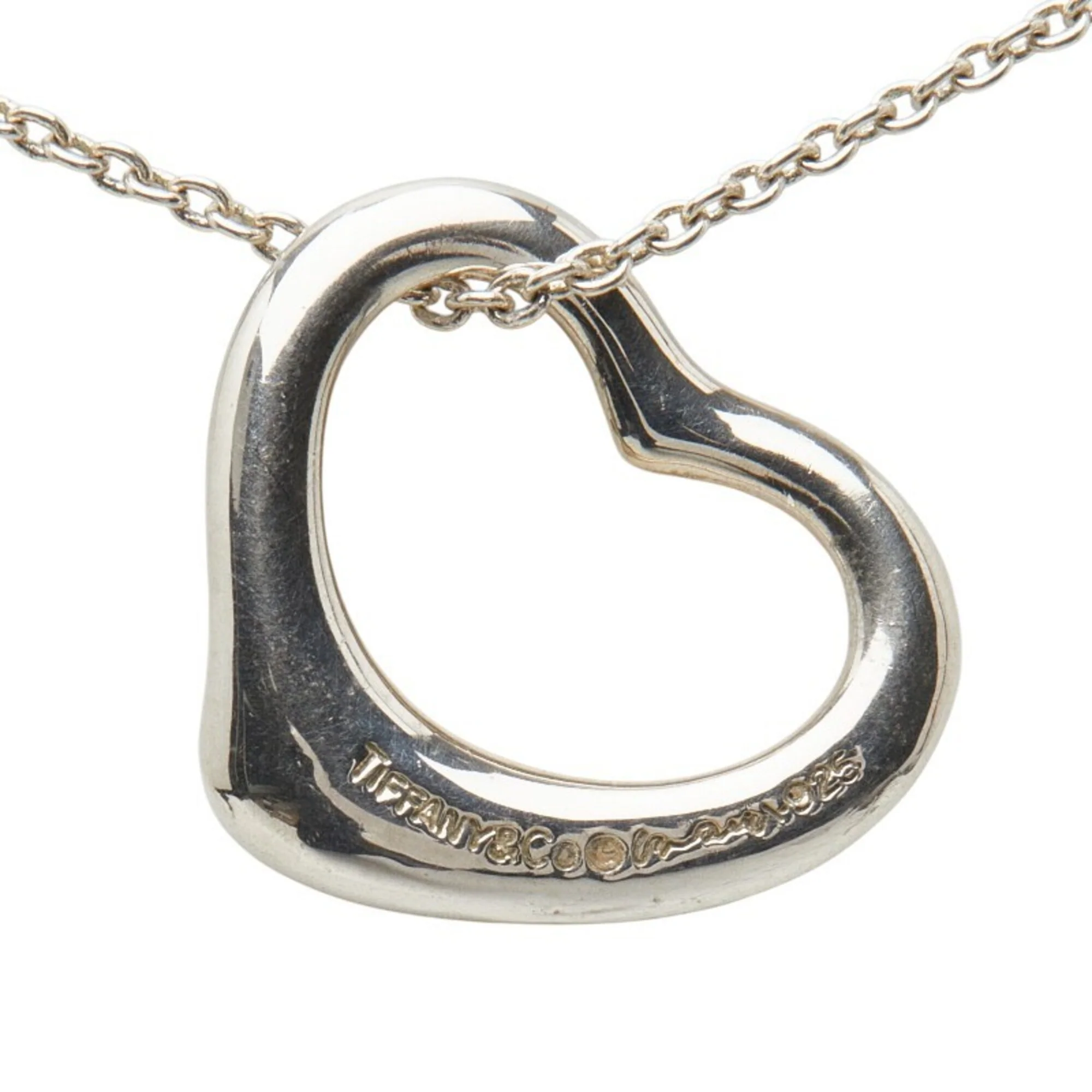 Open Heart Pendant Necklace Sterling Silver 19mm - Image 3