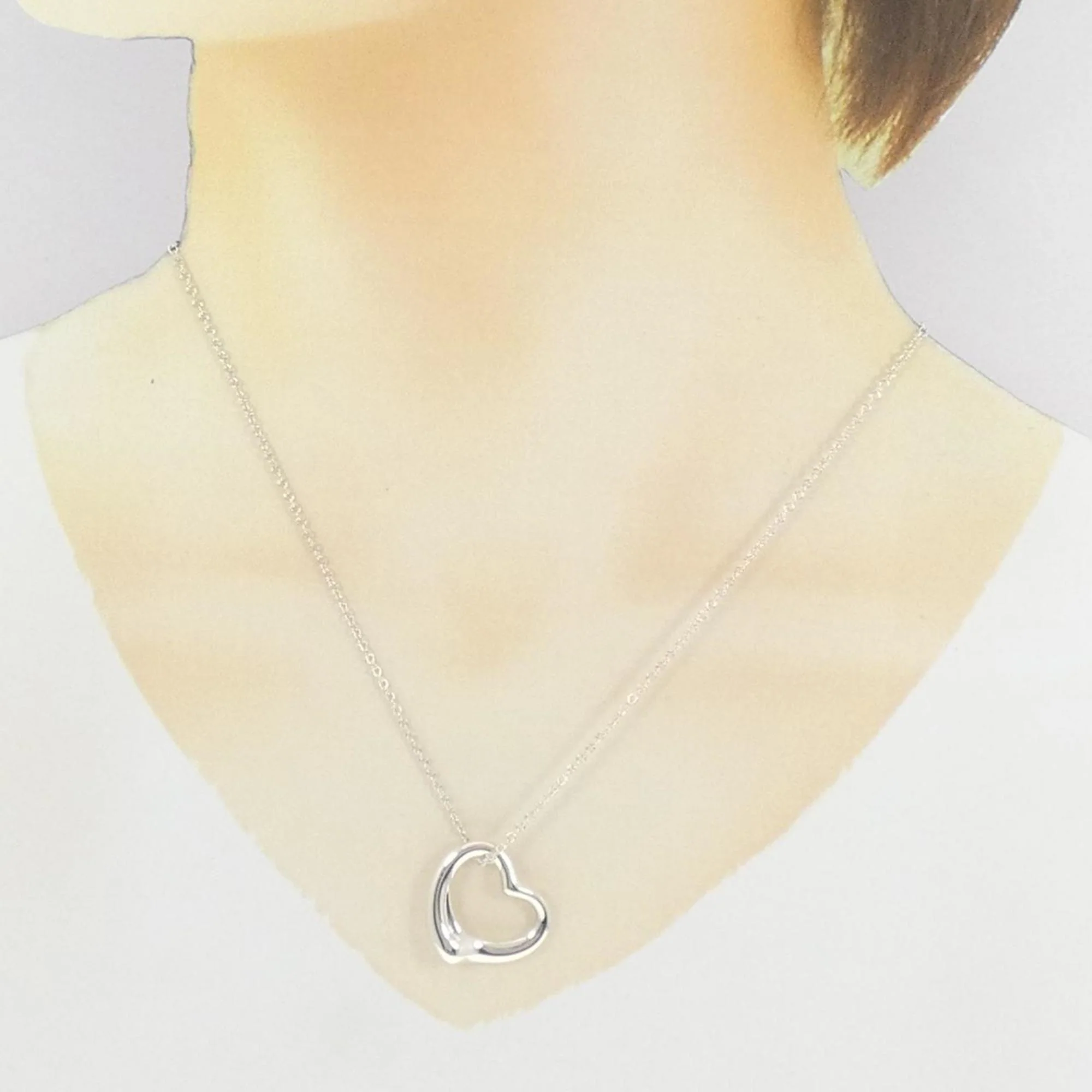 Open Heart Pendant Necklace Sterling Silver 21.3mm - Image 6
