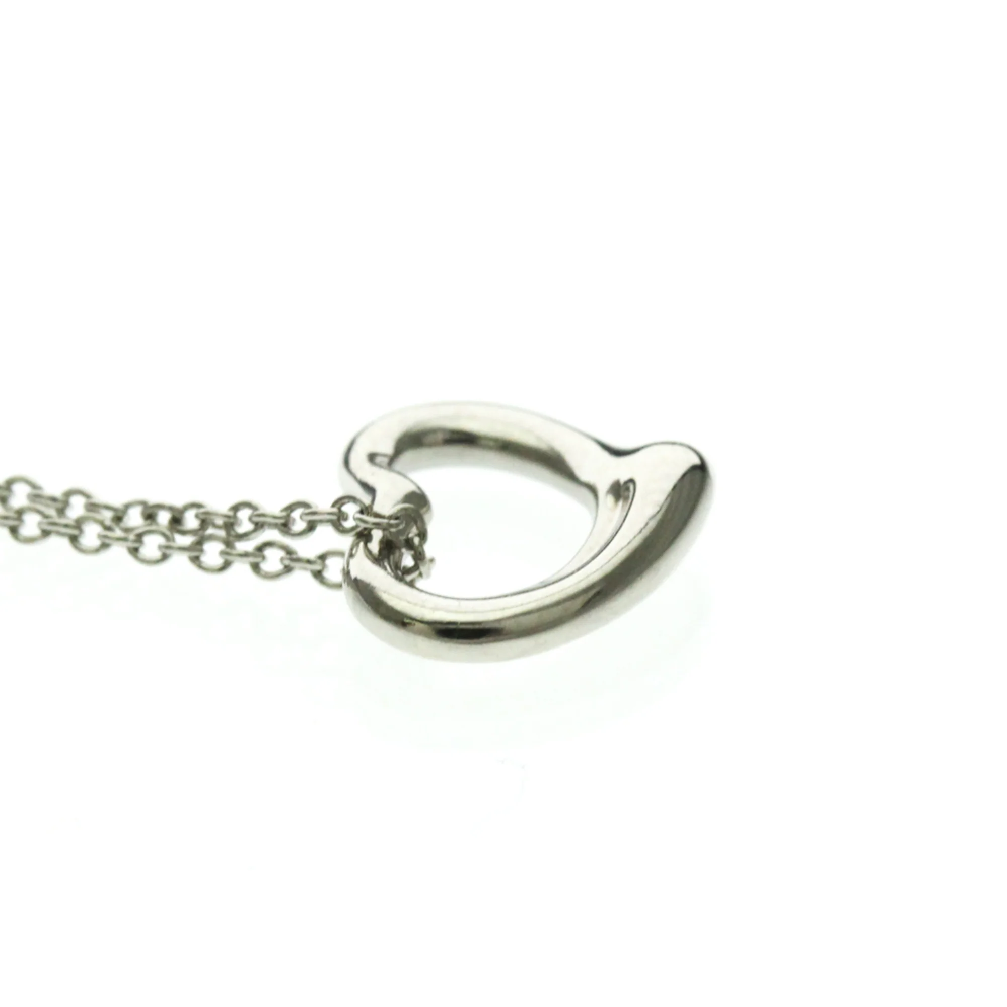 Open Heart Pendant Necklace Sterling Silver and Platinum 10.5mm - Image 5