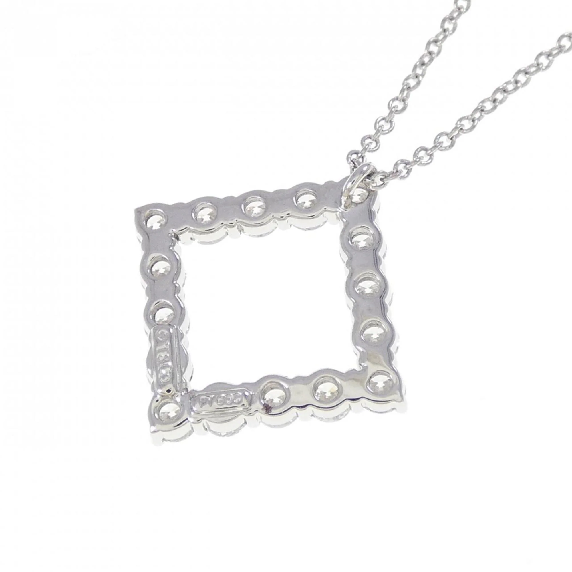 Open Square Pendant Necklace Platinum - Image 4