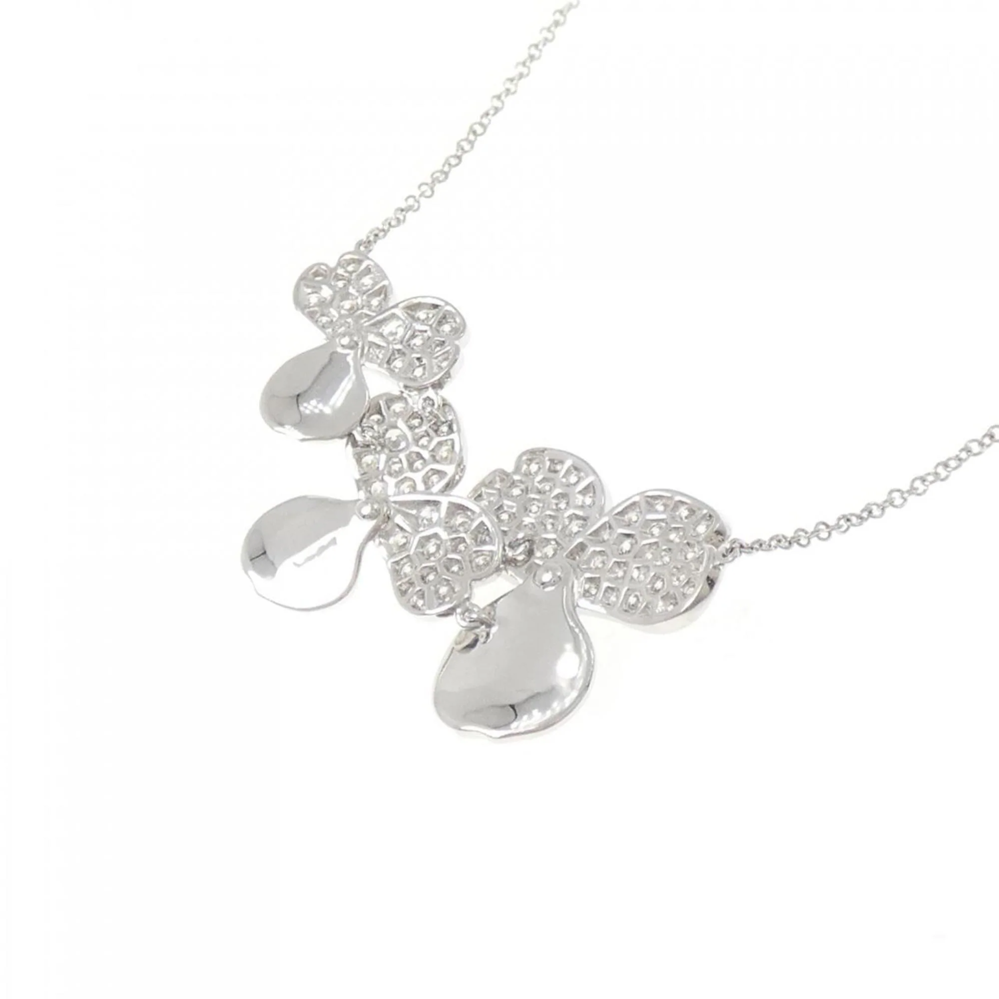 Paper Flower Cluster Pendant Necklace Platinum with Diamond - Image 4