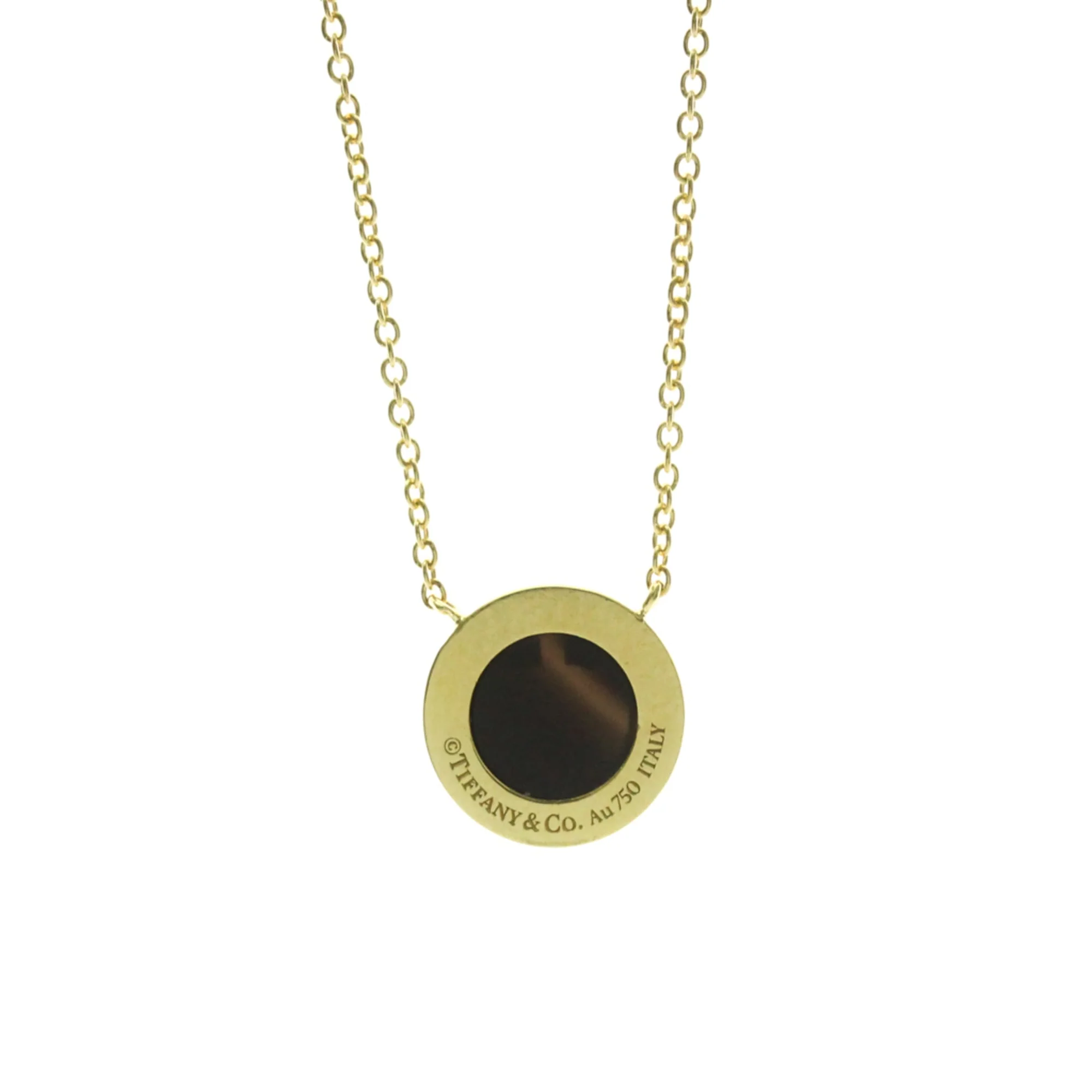 Pendant Necklace 18K Yellow Gold with Diamond and Onyx - Image 2