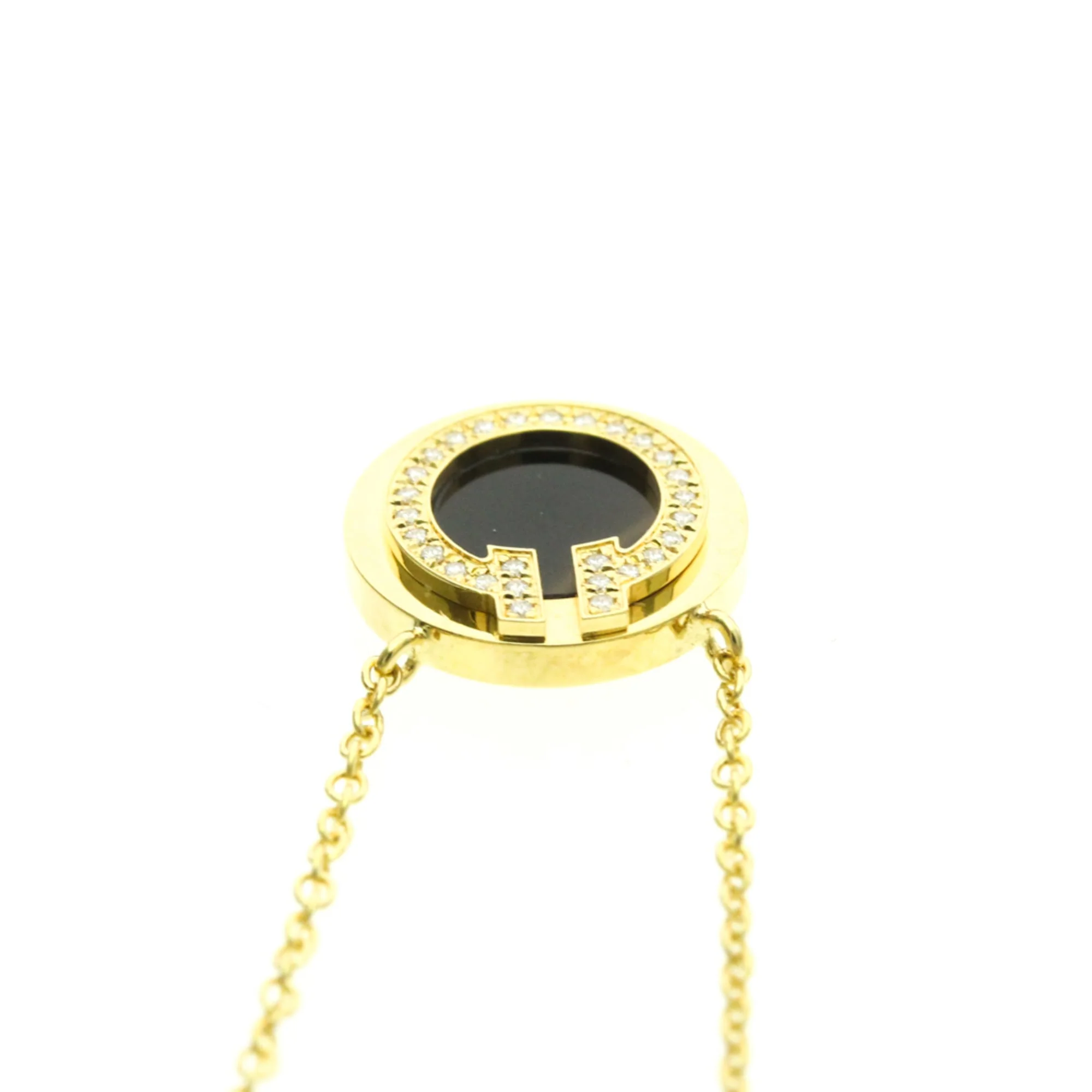 Pendant Necklace 18K Yellow Gold with Diamond and Onyx - Image 6
