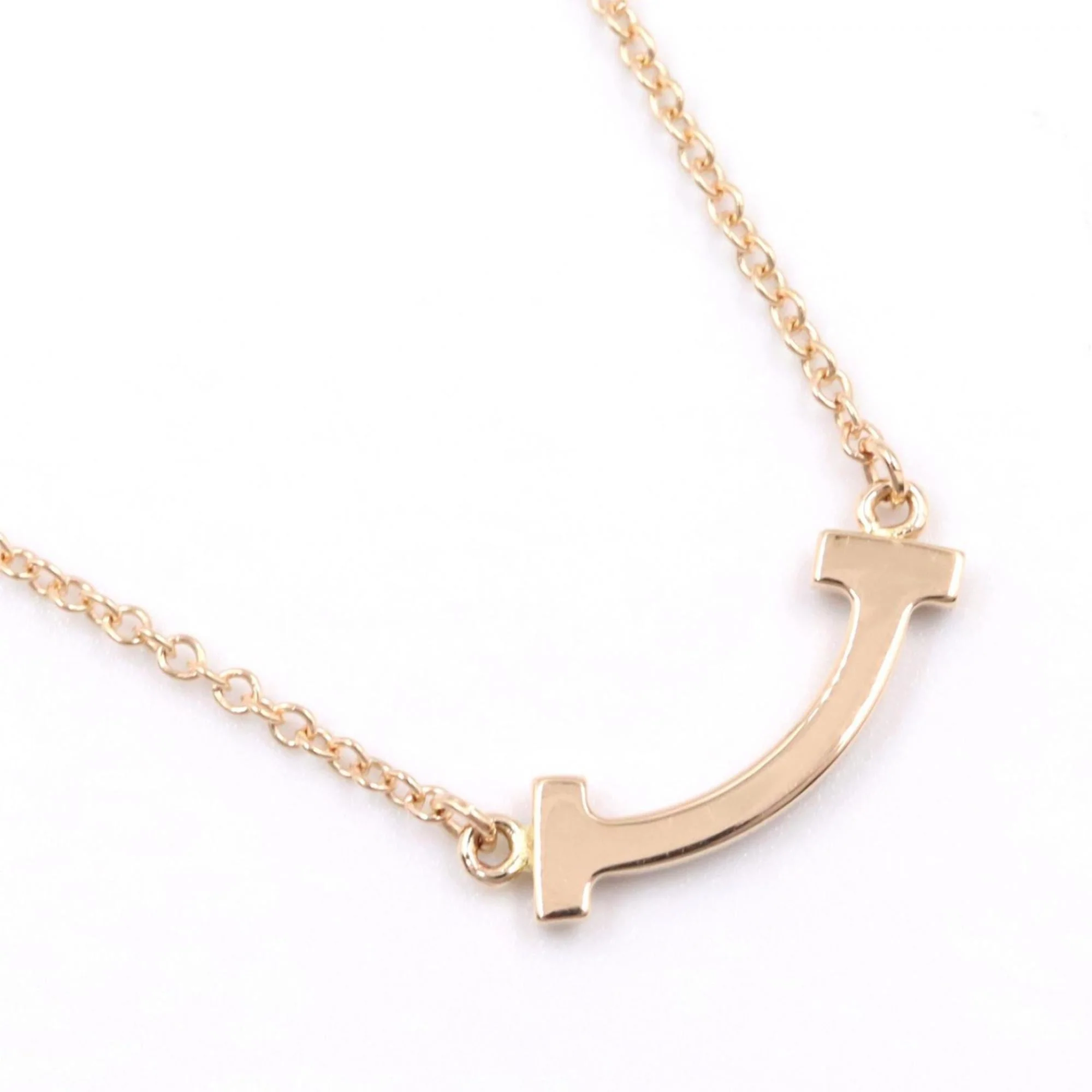 T Smile Mini Pendant Necklace 18K Rose Gold with Diamonds - Image 6