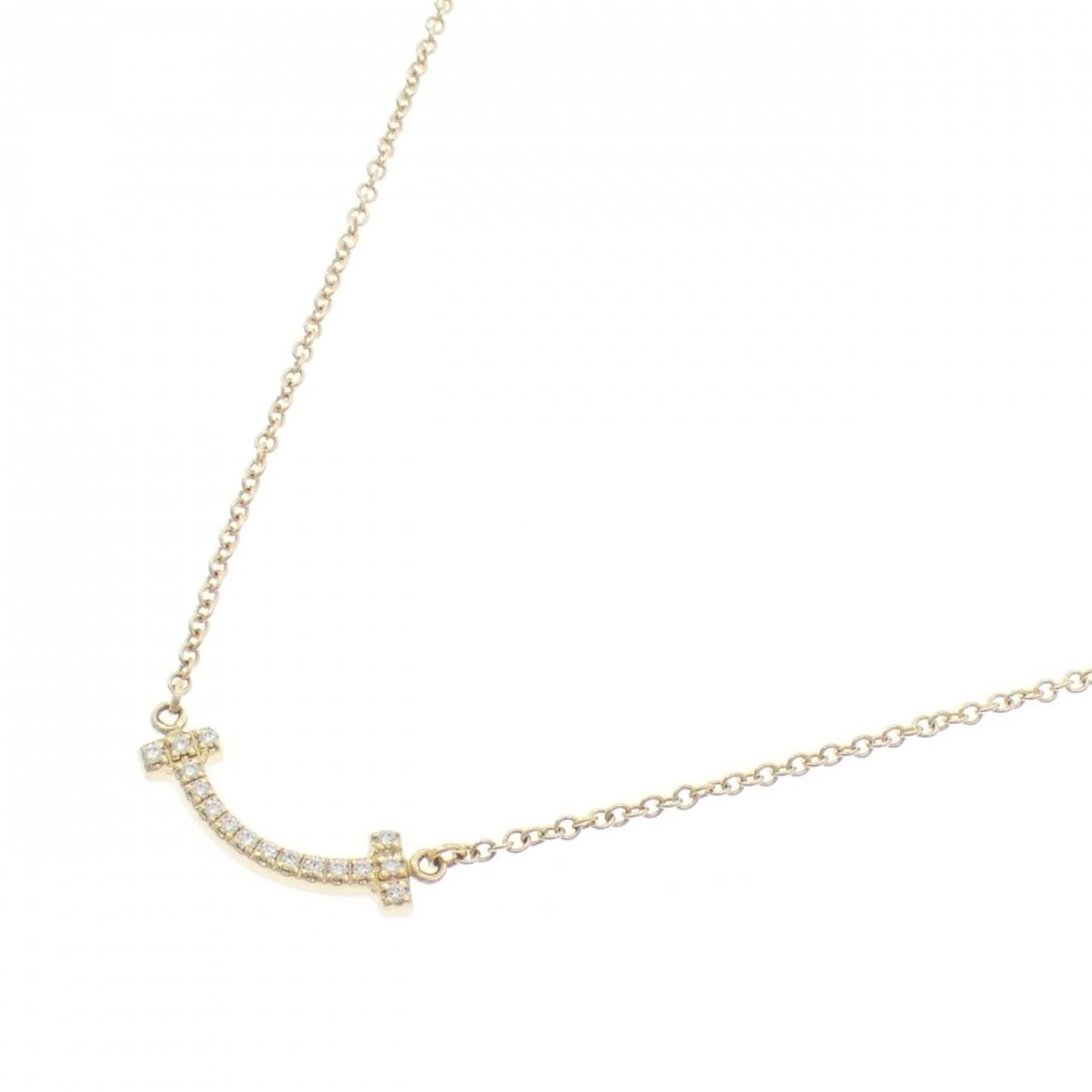 T Smile Mini Pendant Necklace 18K Yellow Gold with Diamonds - Image 2