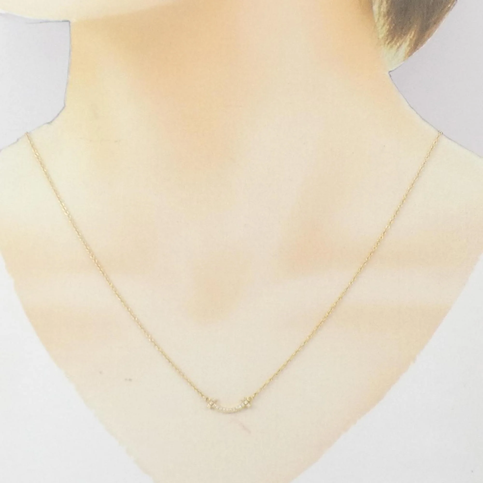 T Smile Mini Pendant Necklace 18K Yellow Gold with Diamonds - Image 6