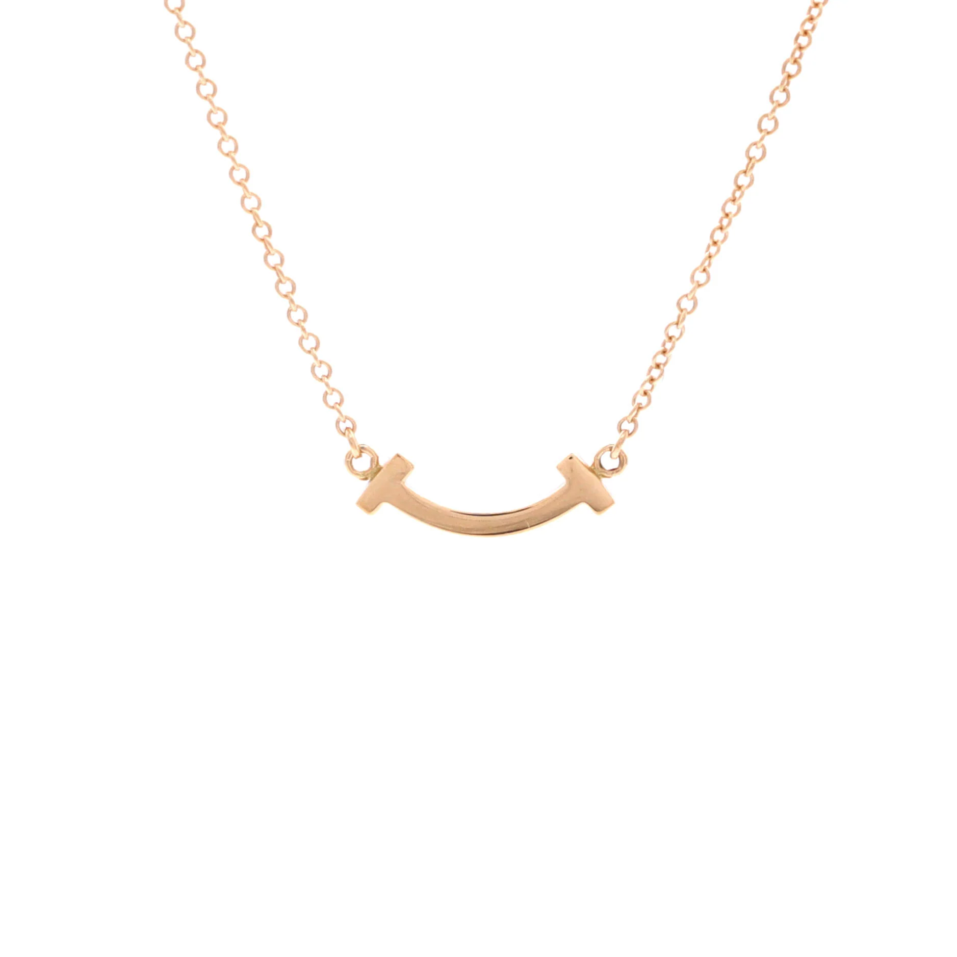 T Smile Pendant Necklace 18K Rose Gold Mini