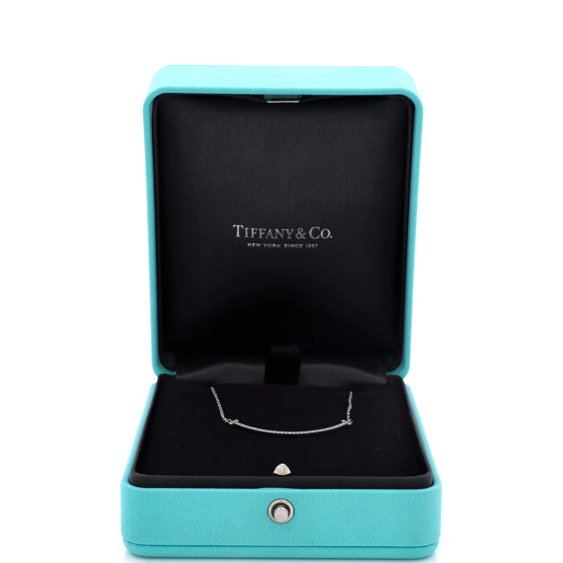 T Smile Pendant Necklace 18K White Gold with Diamonds Small - Image 2
