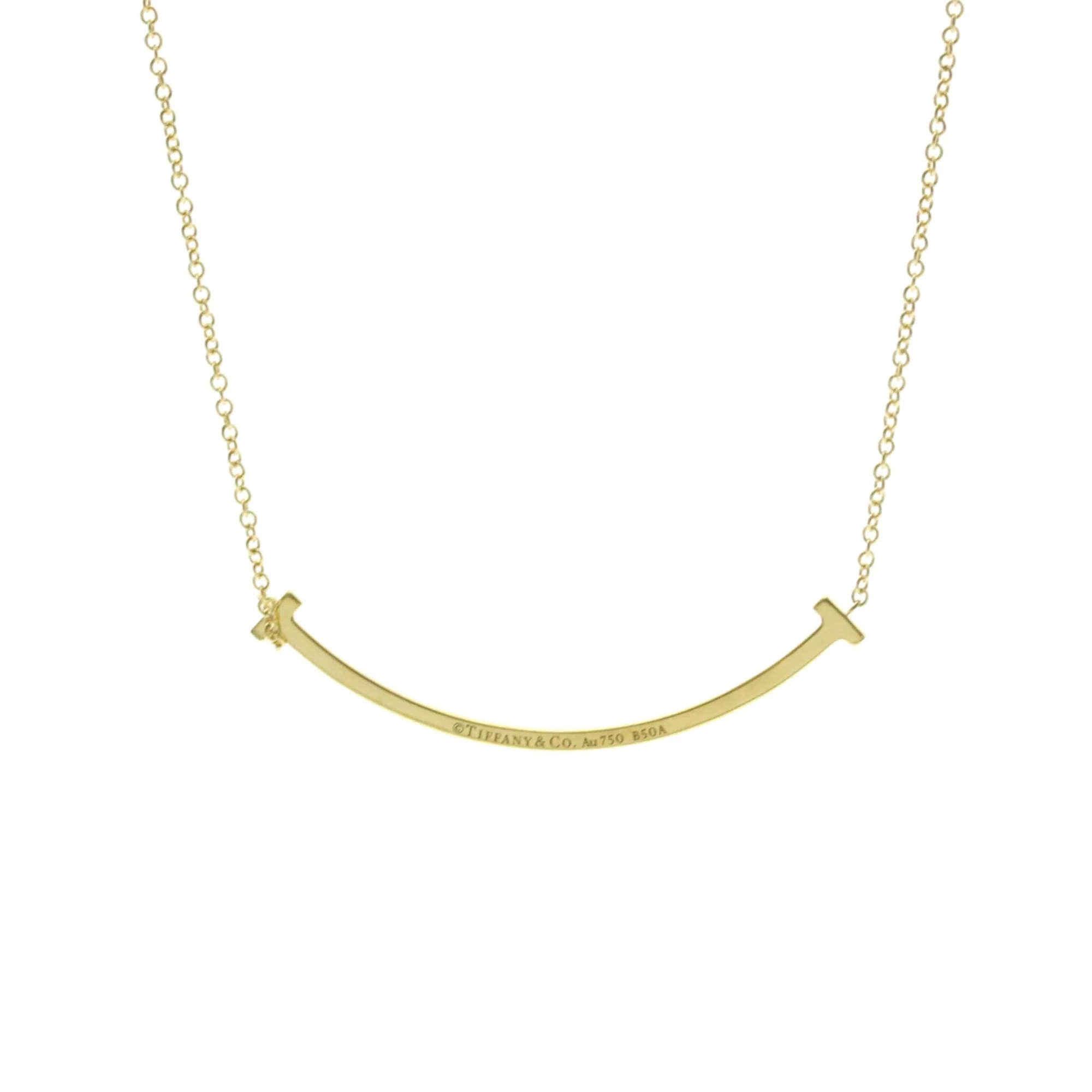 T Smile Pendant Necklace 18K Yellow Gold with Diamonds