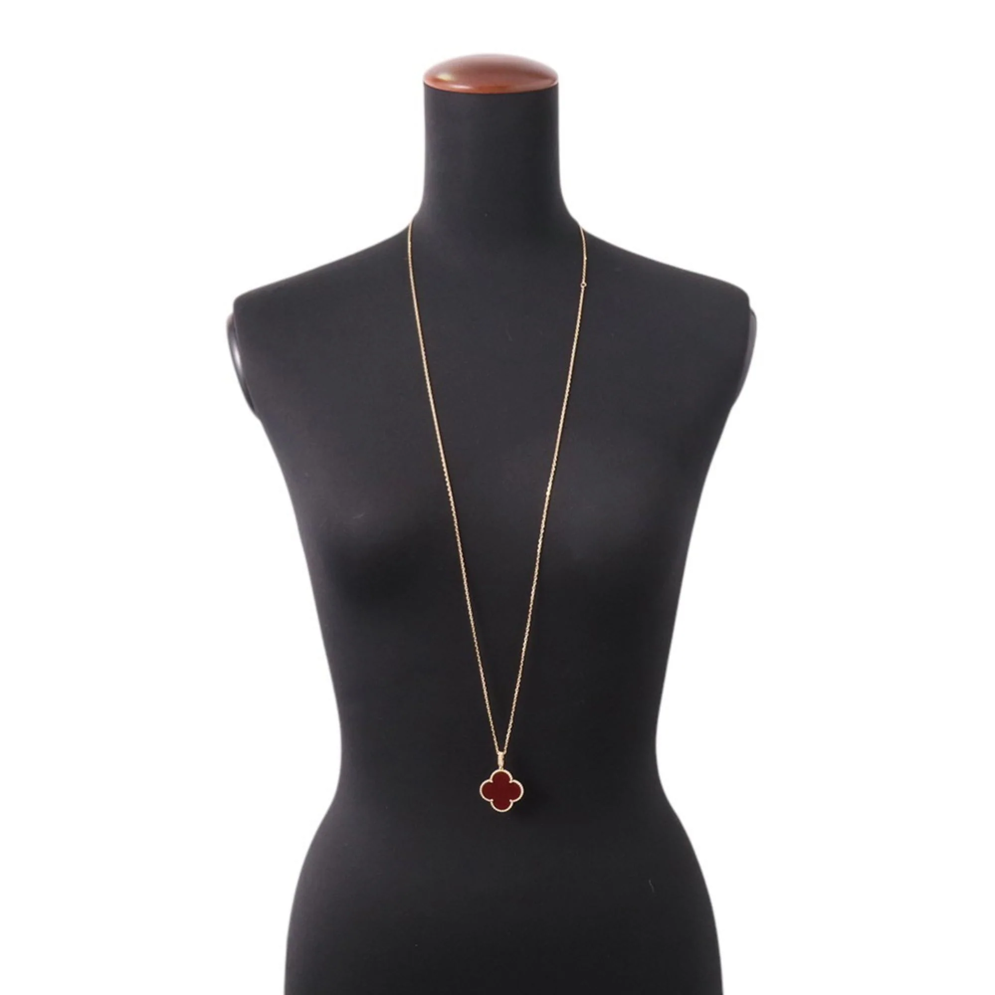Alhambra Pendant Necklace 18K Yellow Gold and Carnelian - Image 3