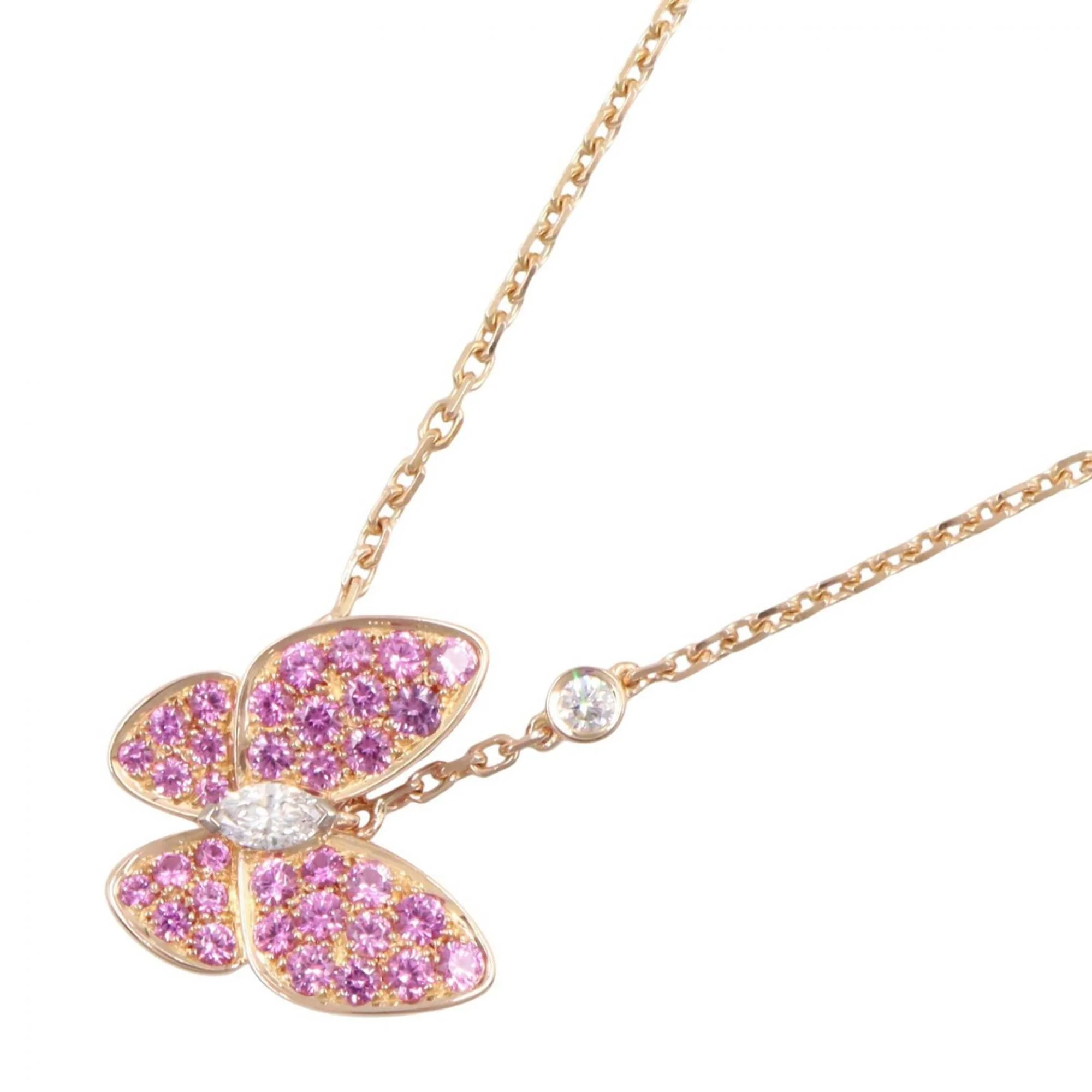 De Papillon Pendant Necklace 18K Rose Gold with Diamond and Sapphire