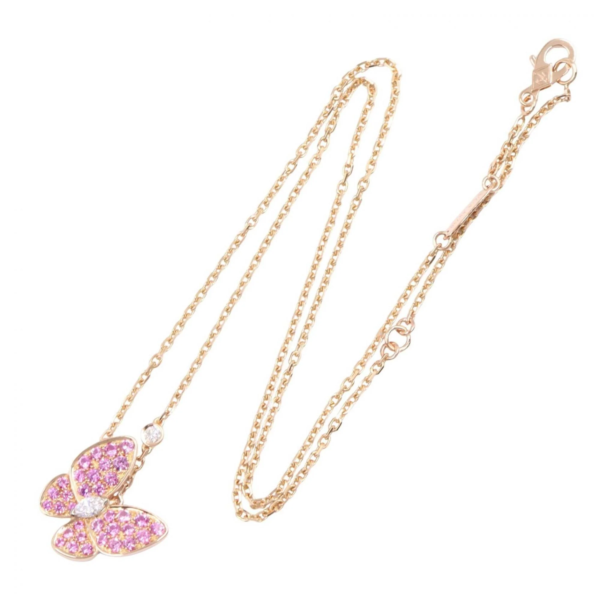 De Papillon Pendant Necklace 18K Rose Gold with Diamond and Sapphire - Image 2