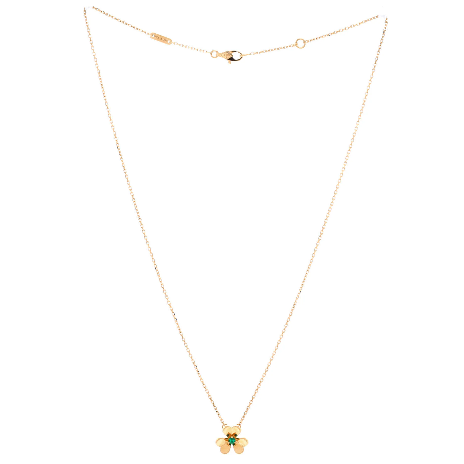 Frivole Pendant Necklace 18K Yellow Gold and Emerald Mini - Image 3