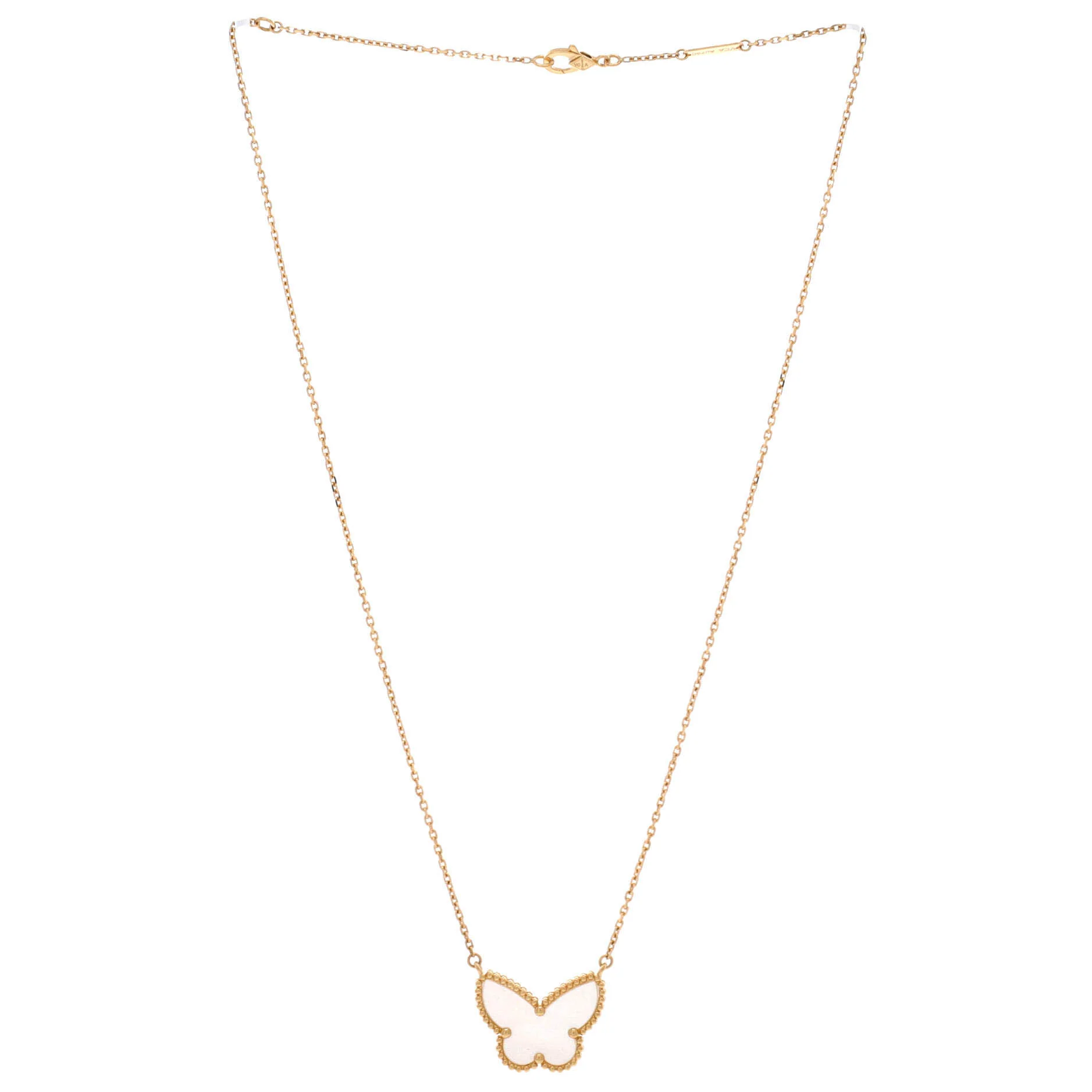 Lucky Alhambra Butterfly Pendant Necklace 18K Yellow Gold with Mother of Pearl - Image 2