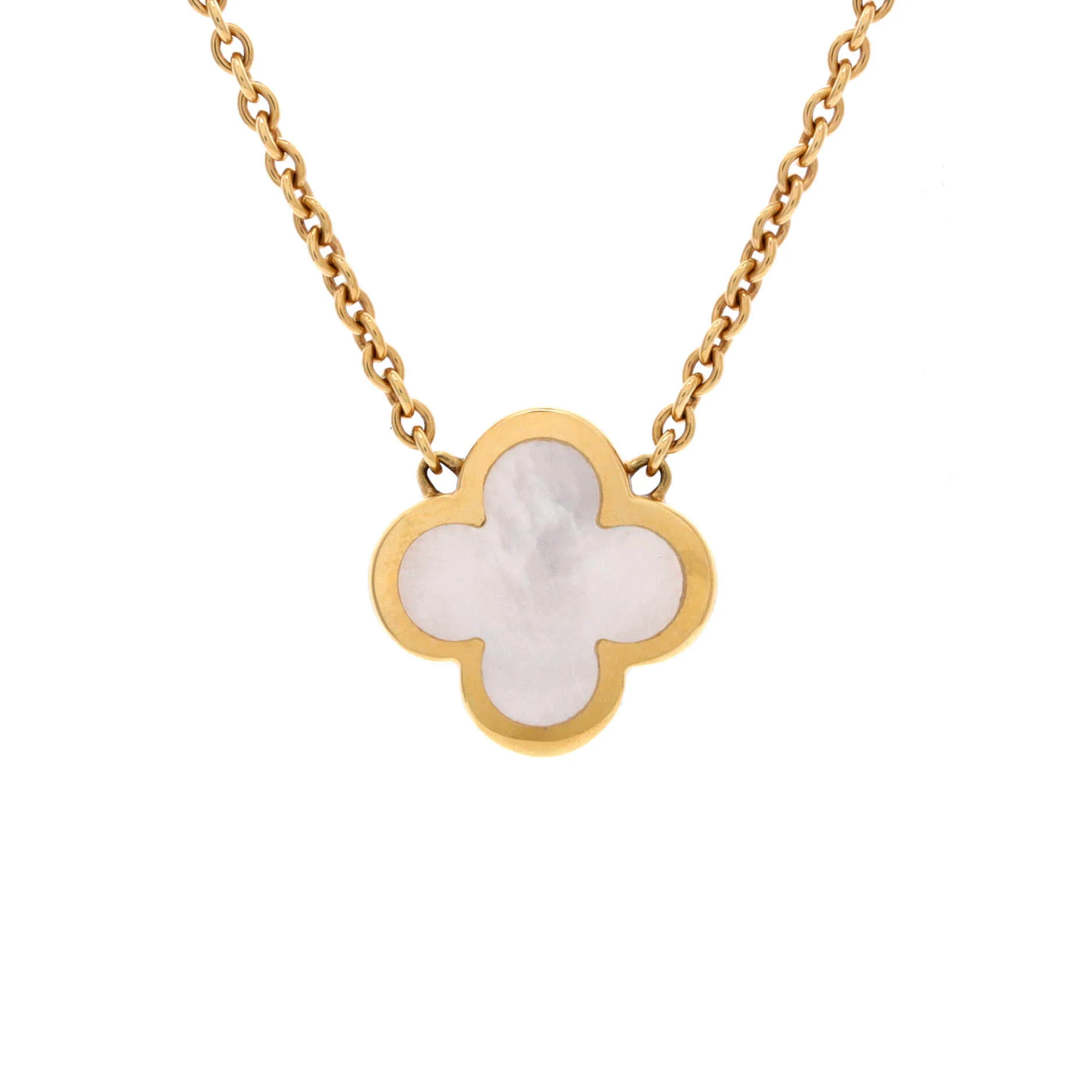 Pure Alhambra Pendant Necklace 18K Yellow Gold and Mother of Pearl