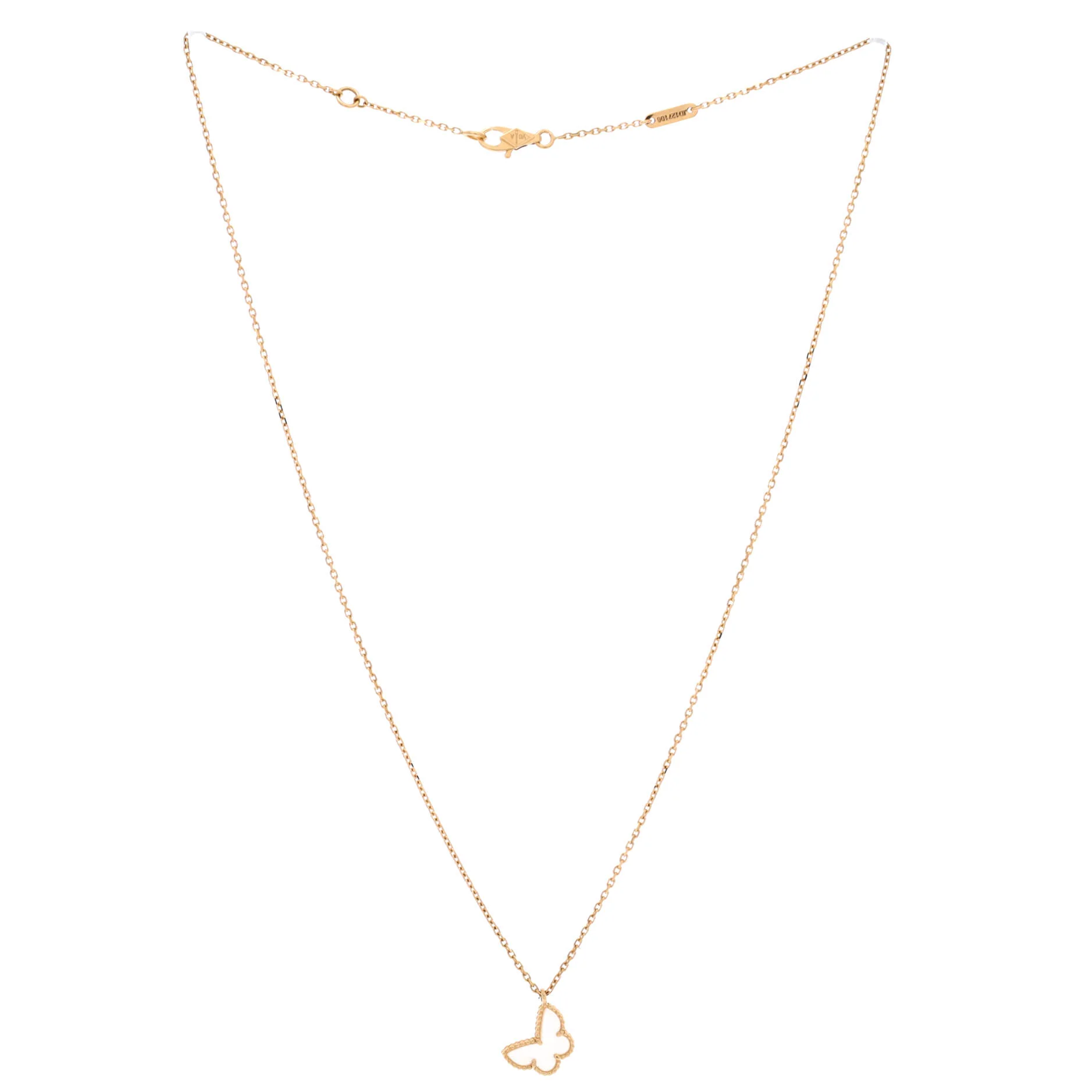 Sweet Alhambra Butterfly Pendant Necklace 18K Yellow Gold and Mother of Pearl - Image 3