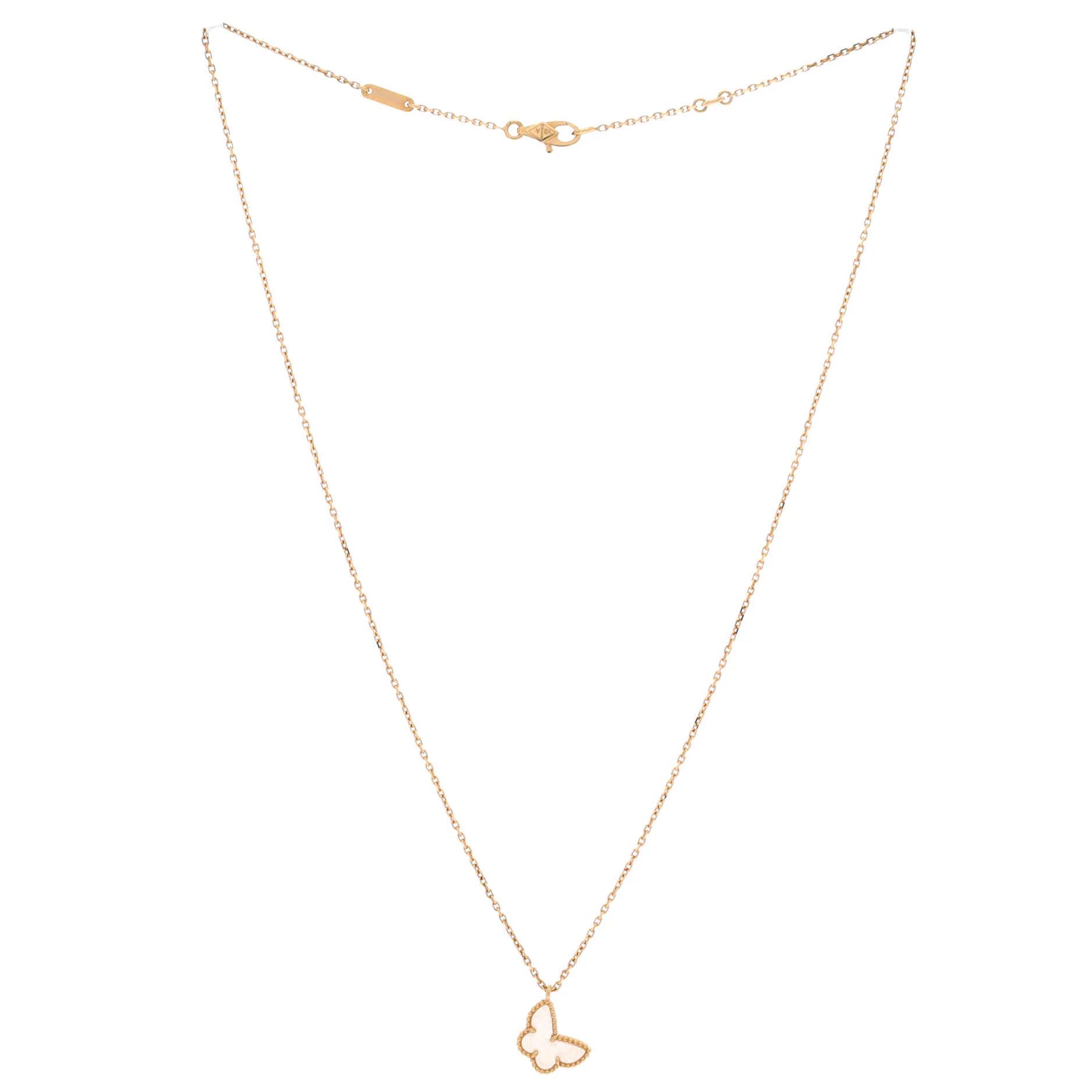 Sweet Alhambra Butterfly Pendant Necklace 18K Yellow Gold and Mother of Pearl - Image 2