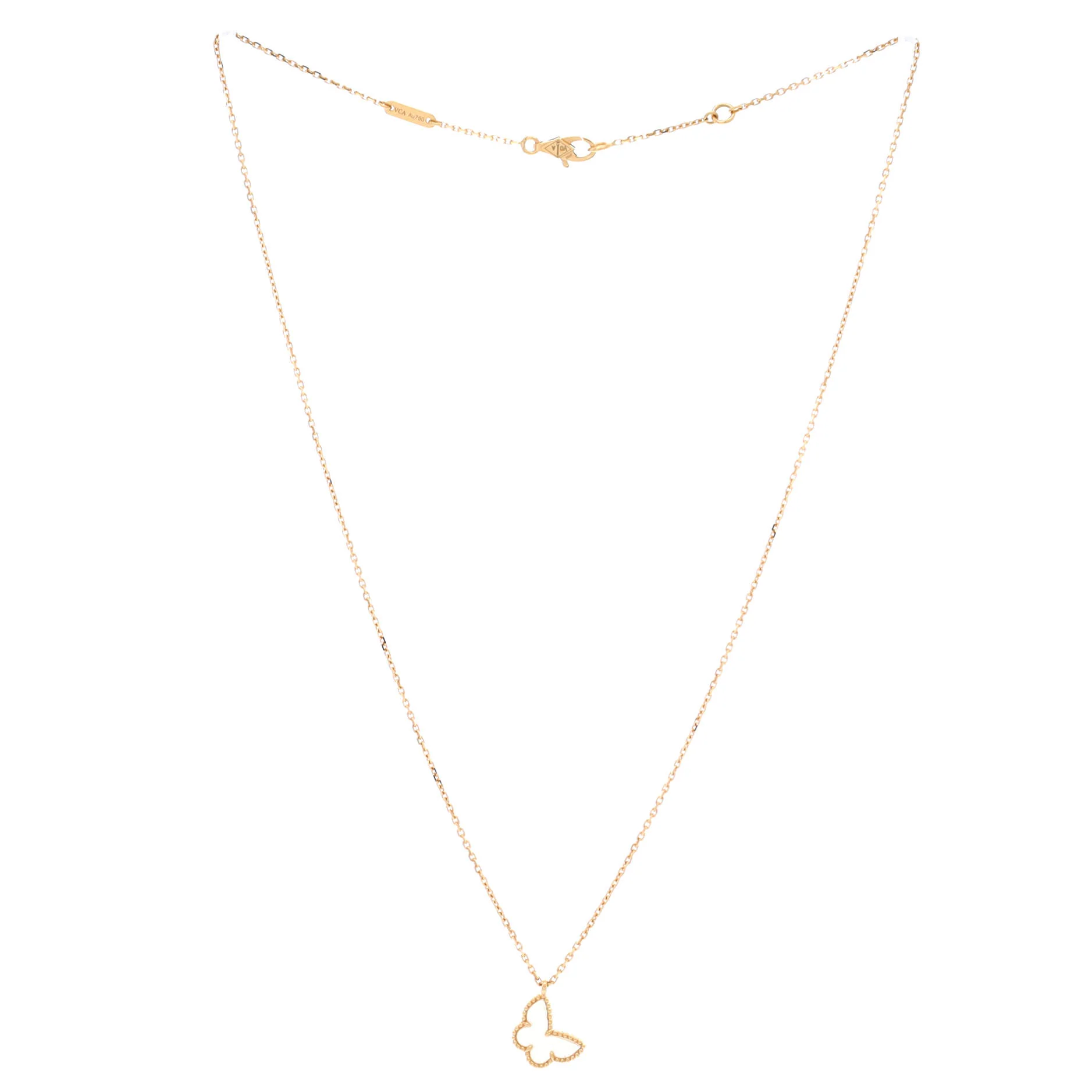 Sweet Alhambra Butterfly Pendant Necklace 18K Yellow Gold and Mother of Pearl - Image 3
