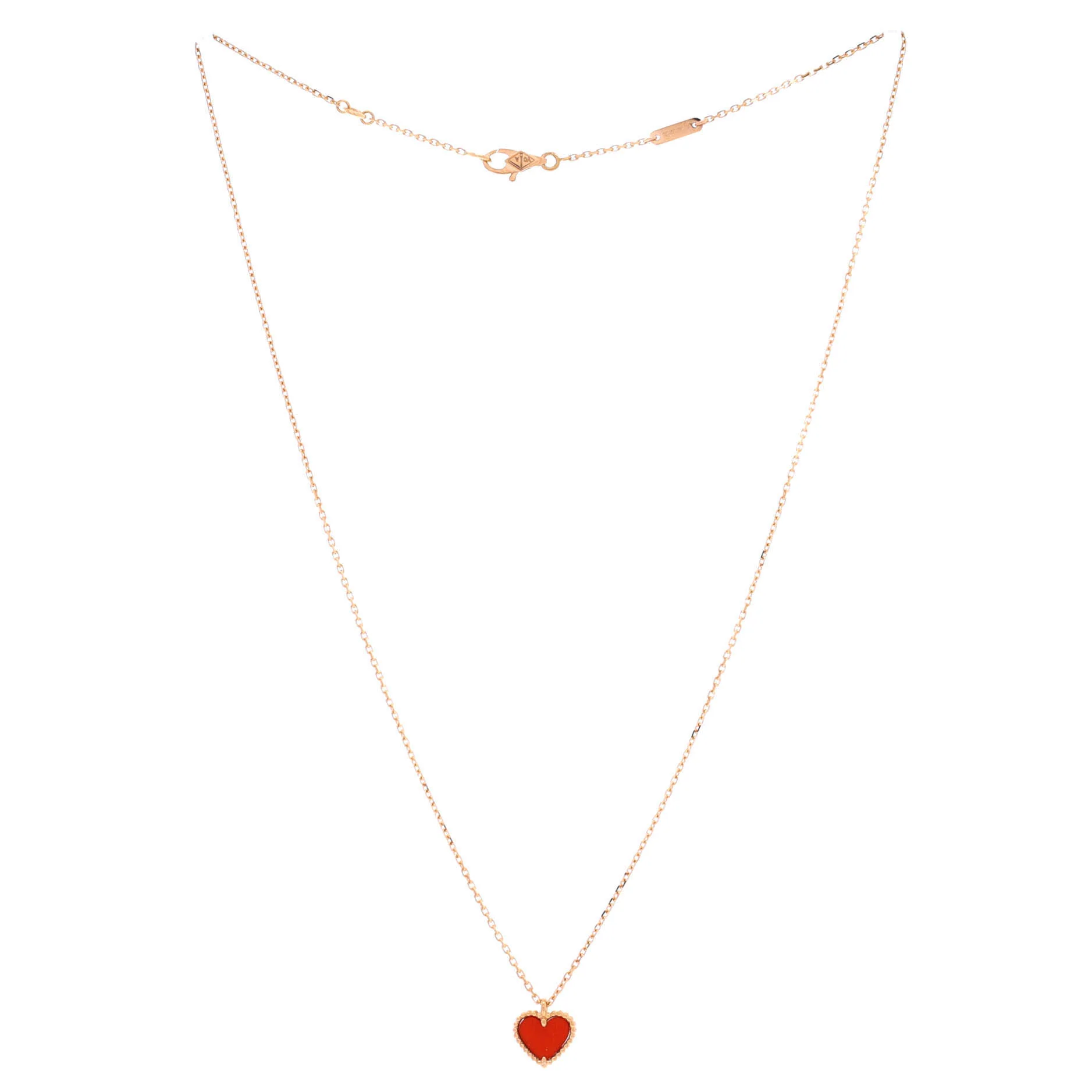 Sweet Alhambra Heart Pendant Necklace 18K Rose Gold and Carnelian - Image 2