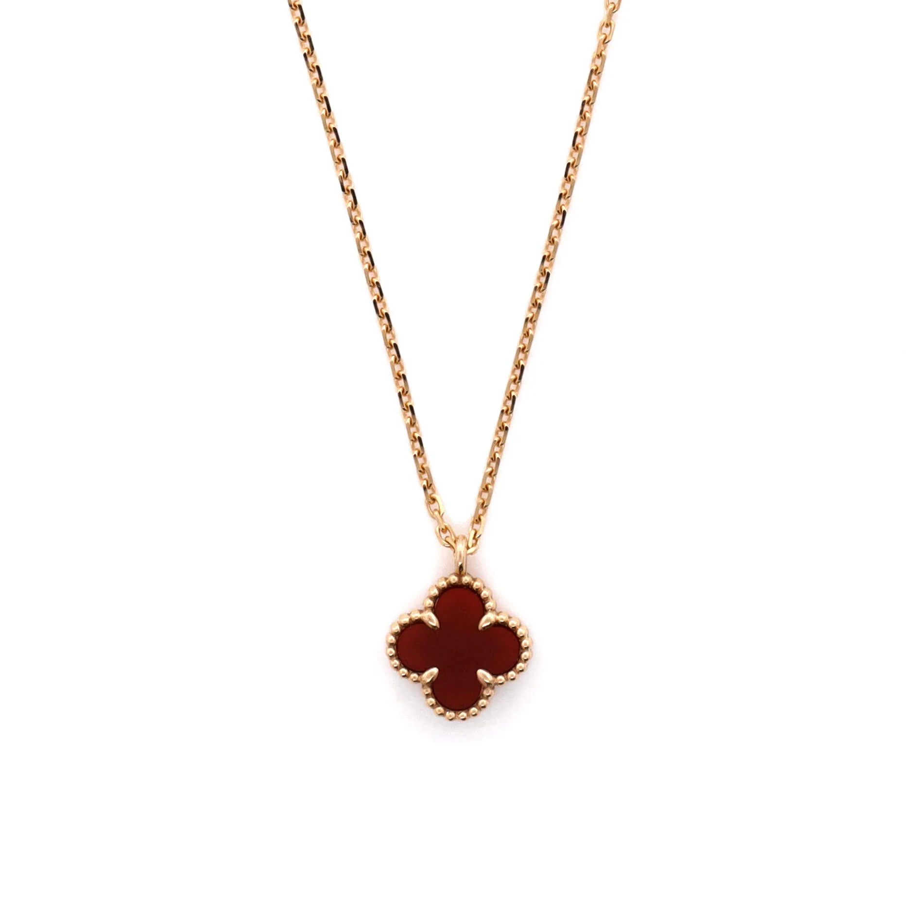 Sweet Alhambra Pendant Necklace 18K Rose Gold and Carnelian - Image 3