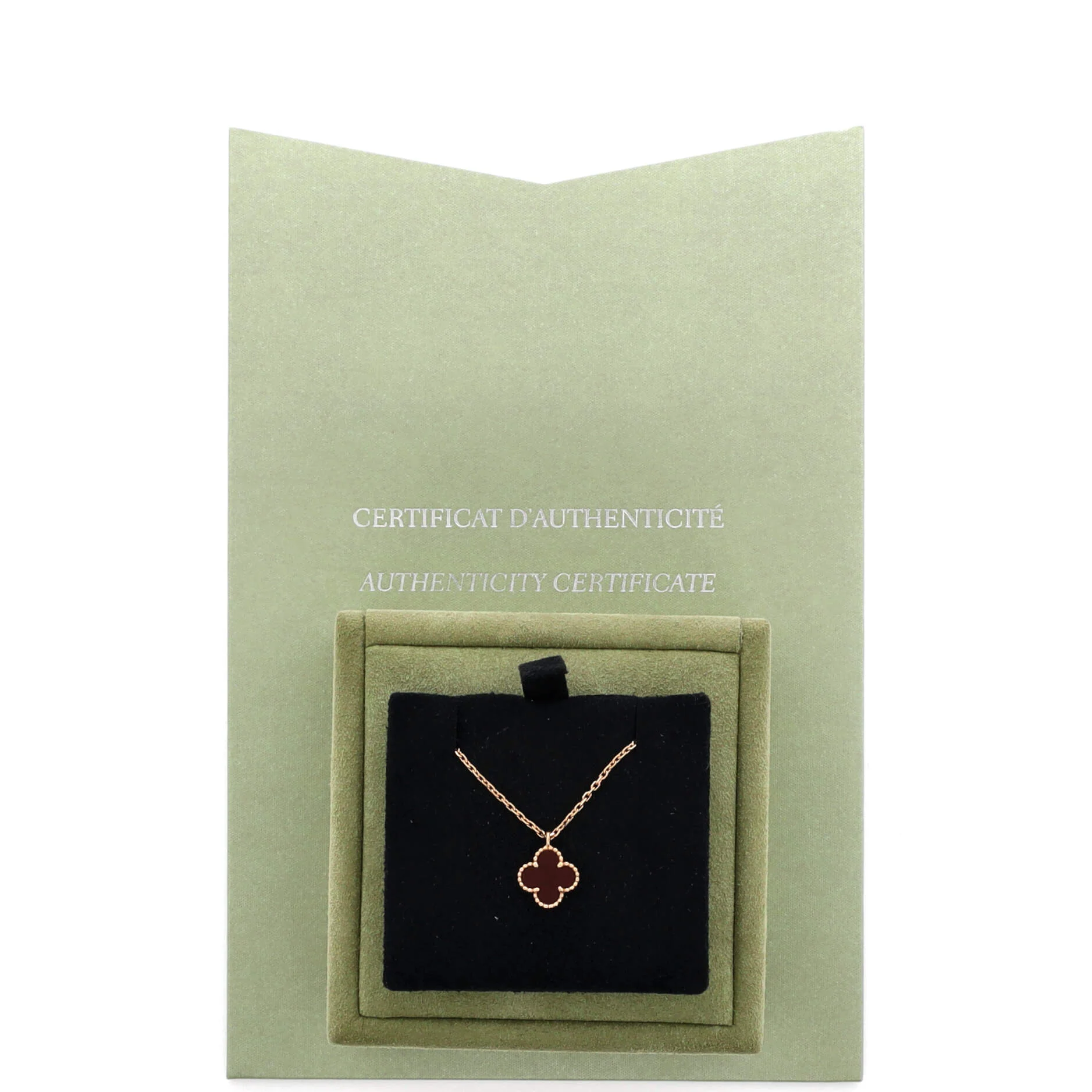 Sweet Alhambra Pendant Necklace 18K Rose Gold and Carnelian - Image 2