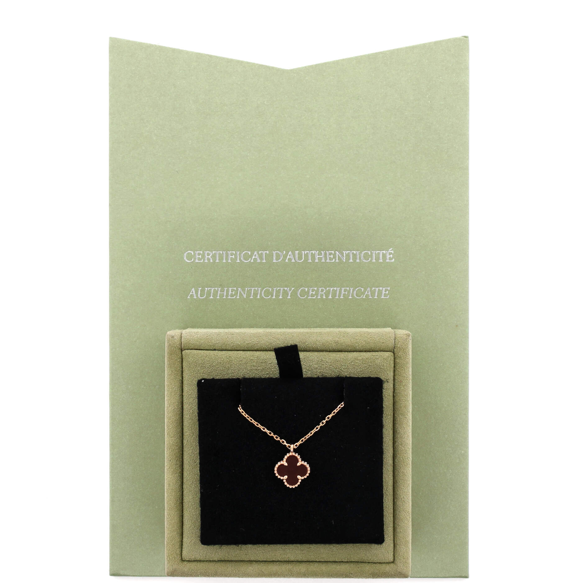 Sweet Alhambra Pendant Necklace 18K Rose Gold and Carnelian - Image 2