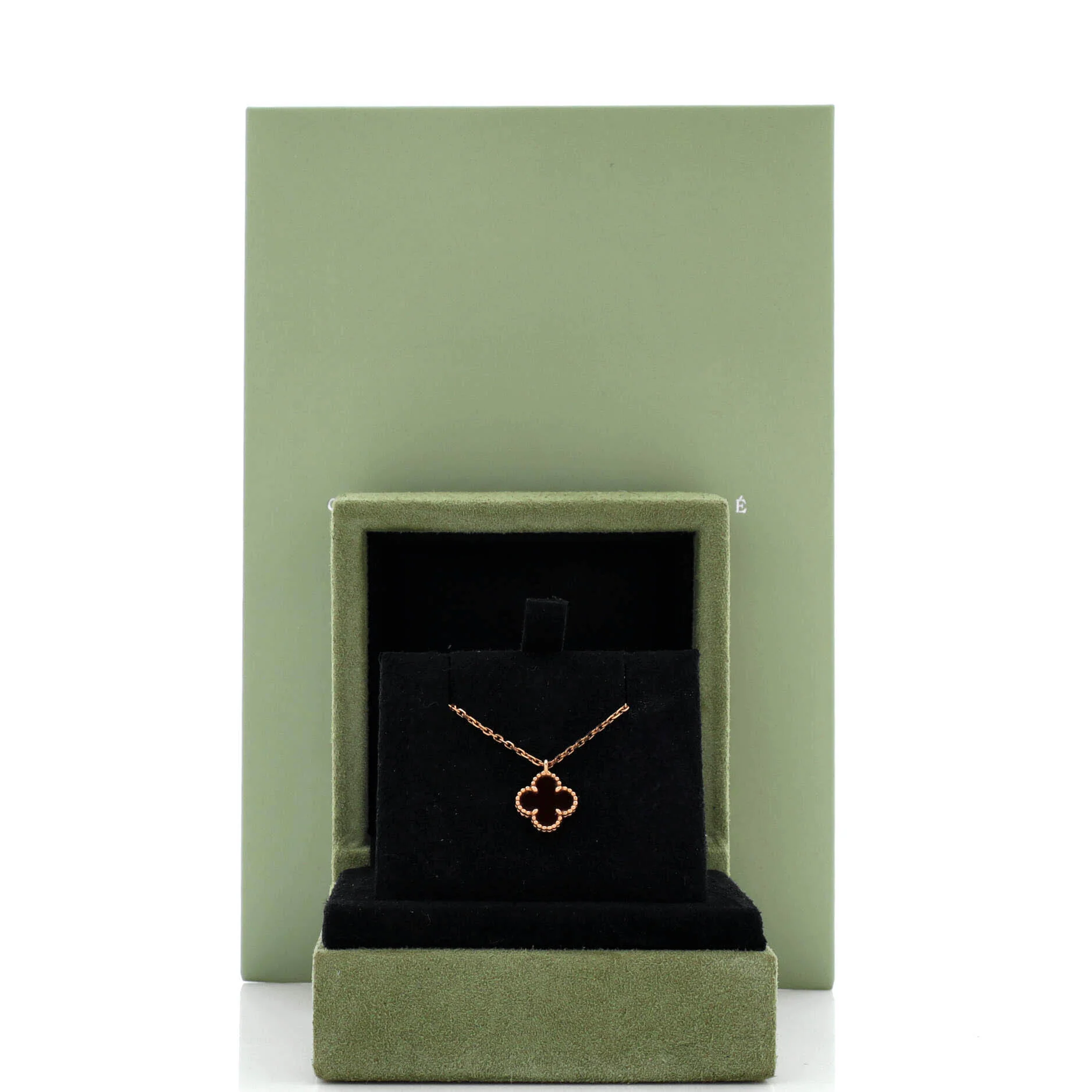 Sweet Alhambra Pendant Necklace 18K Rose Gold and Carnelian - Image 2