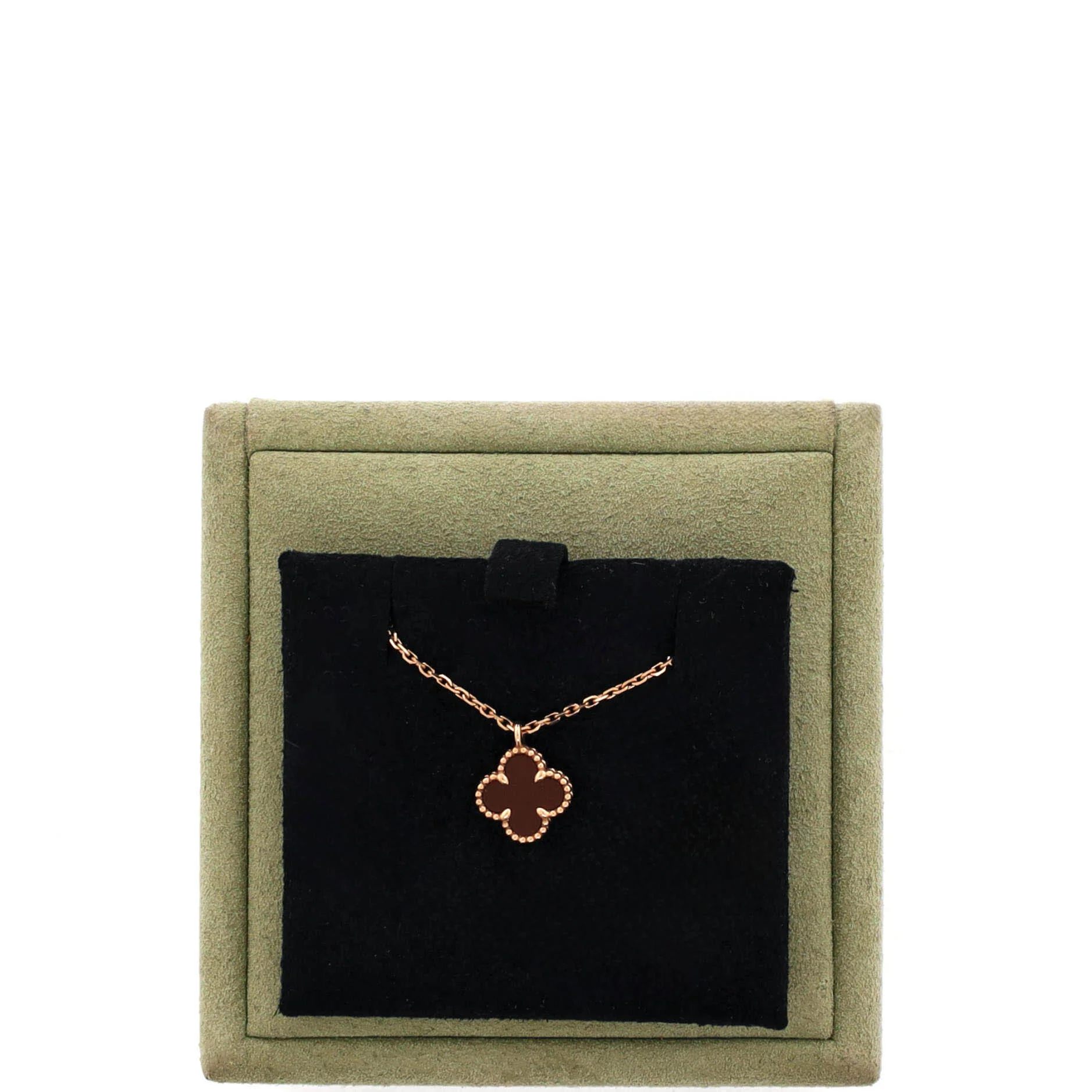 Sweet Alhambra Pendant Necklace 18K Rose Gold and Carnelian - Image 2