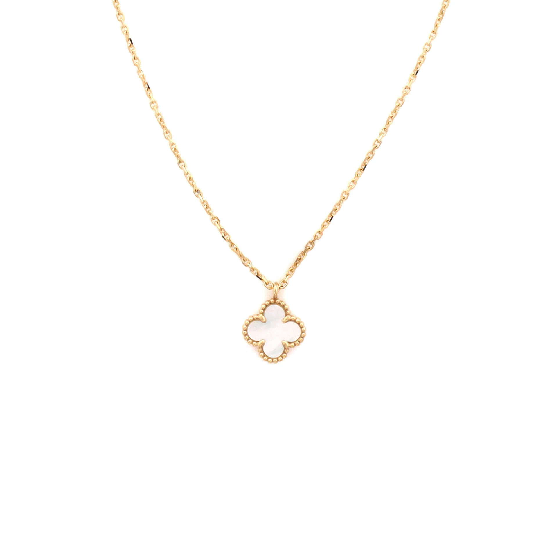 Sweet Alhambra Pendant Necklace 18K Yellow Gold and Mother of Pearl