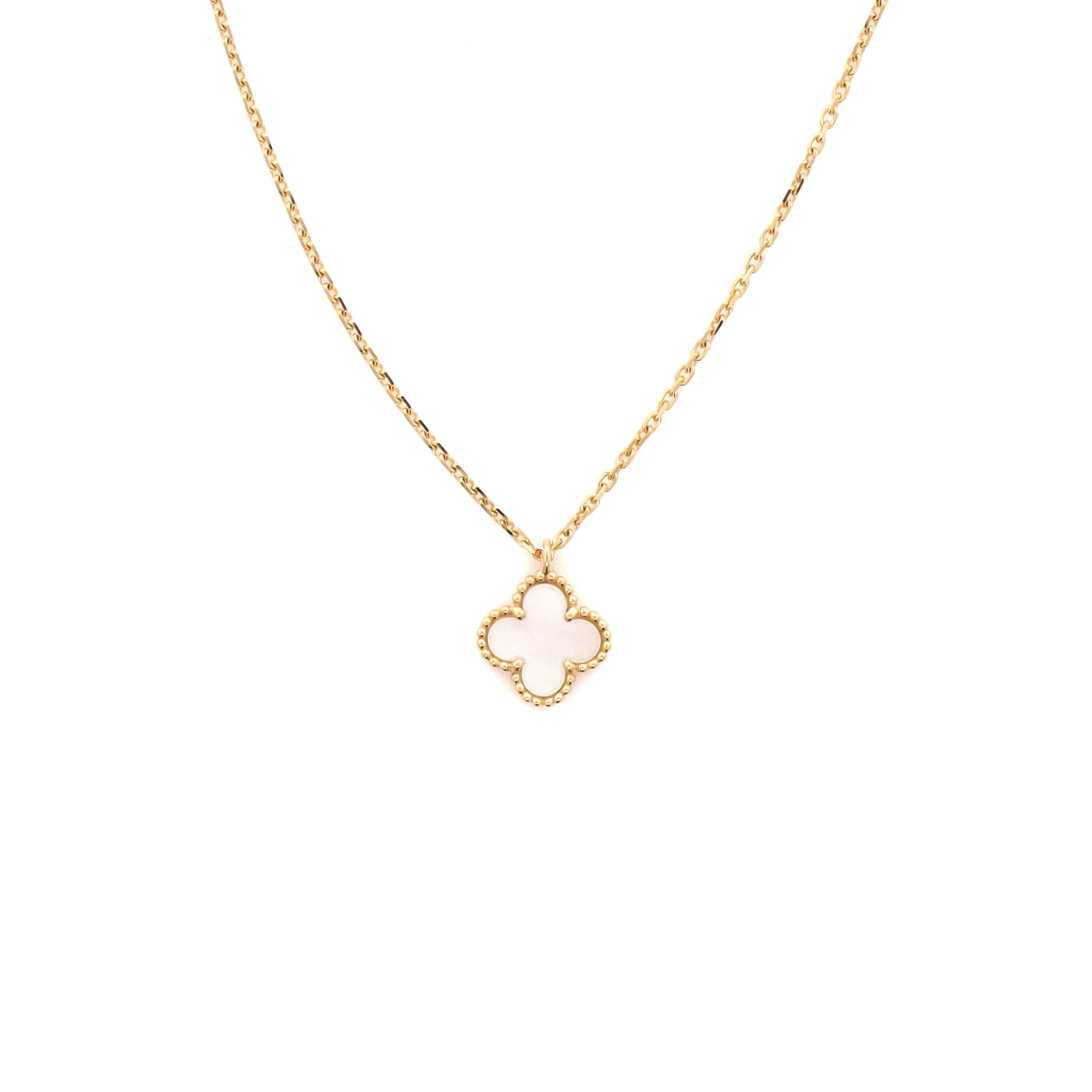 Sweet Alhambra Pendant Necklace 18K Yellow Gold and Mother of Pearl