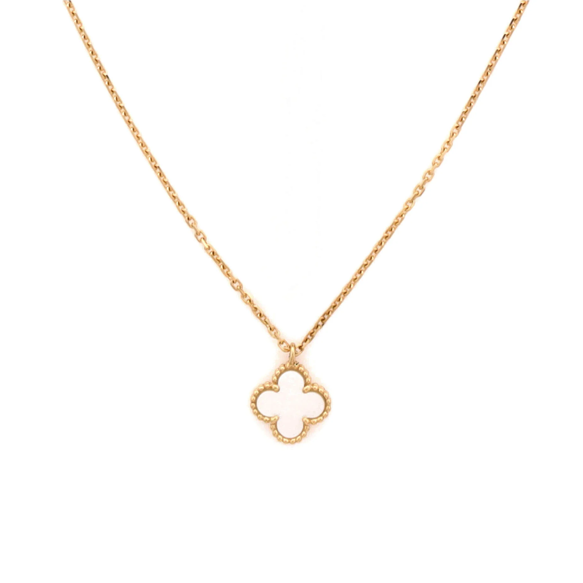 Sweet Alhambra Pendant Necklace 18K Yellow Gold and Mother of Pearl